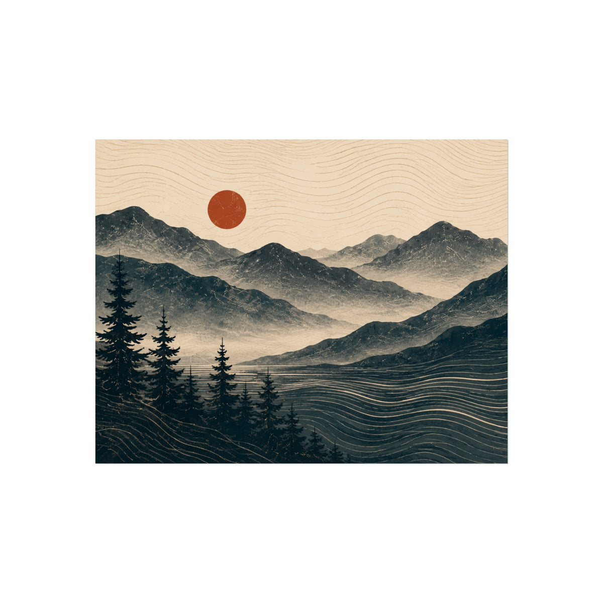 Minimalist Mountain Sunset Art Print