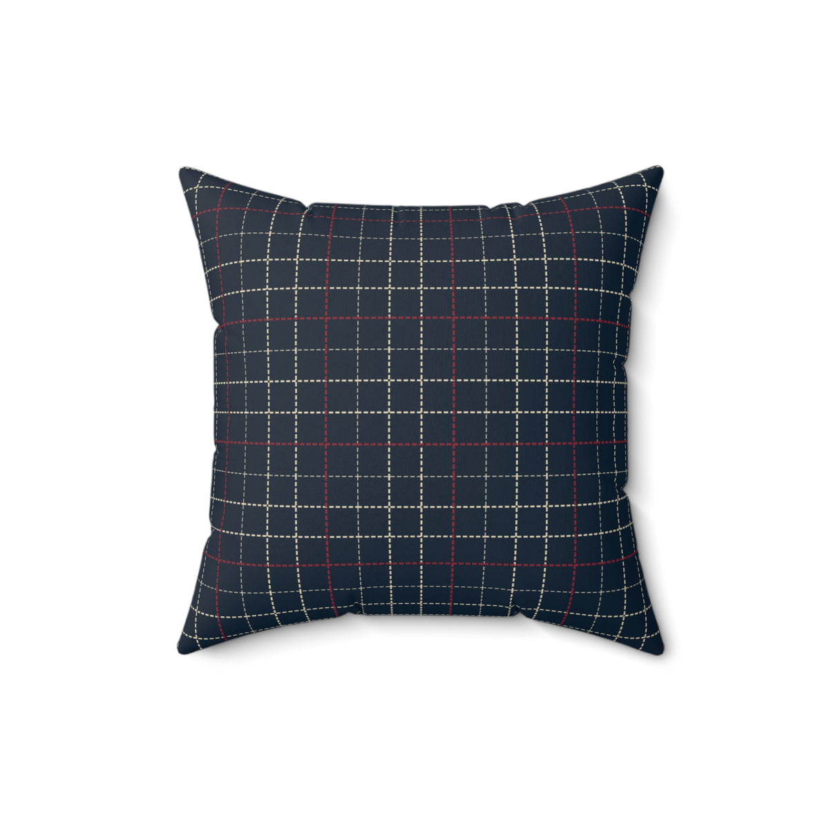 Navy Plaid and Autumn Leaves Reversible Throw Pillow