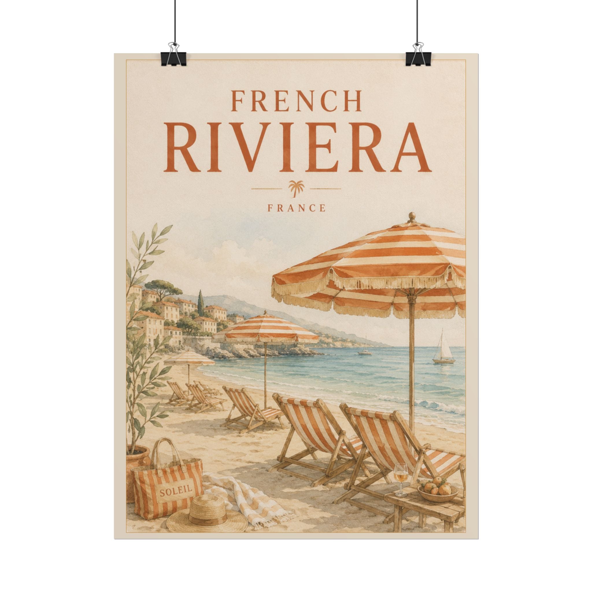 French Riviera Vintage Travel Poster