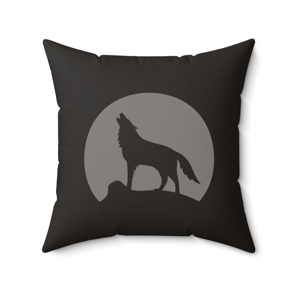 Howling Wolf Throw Pillow, Black and Grey Moon Cushion, Dark Academia Reading Nook Decor