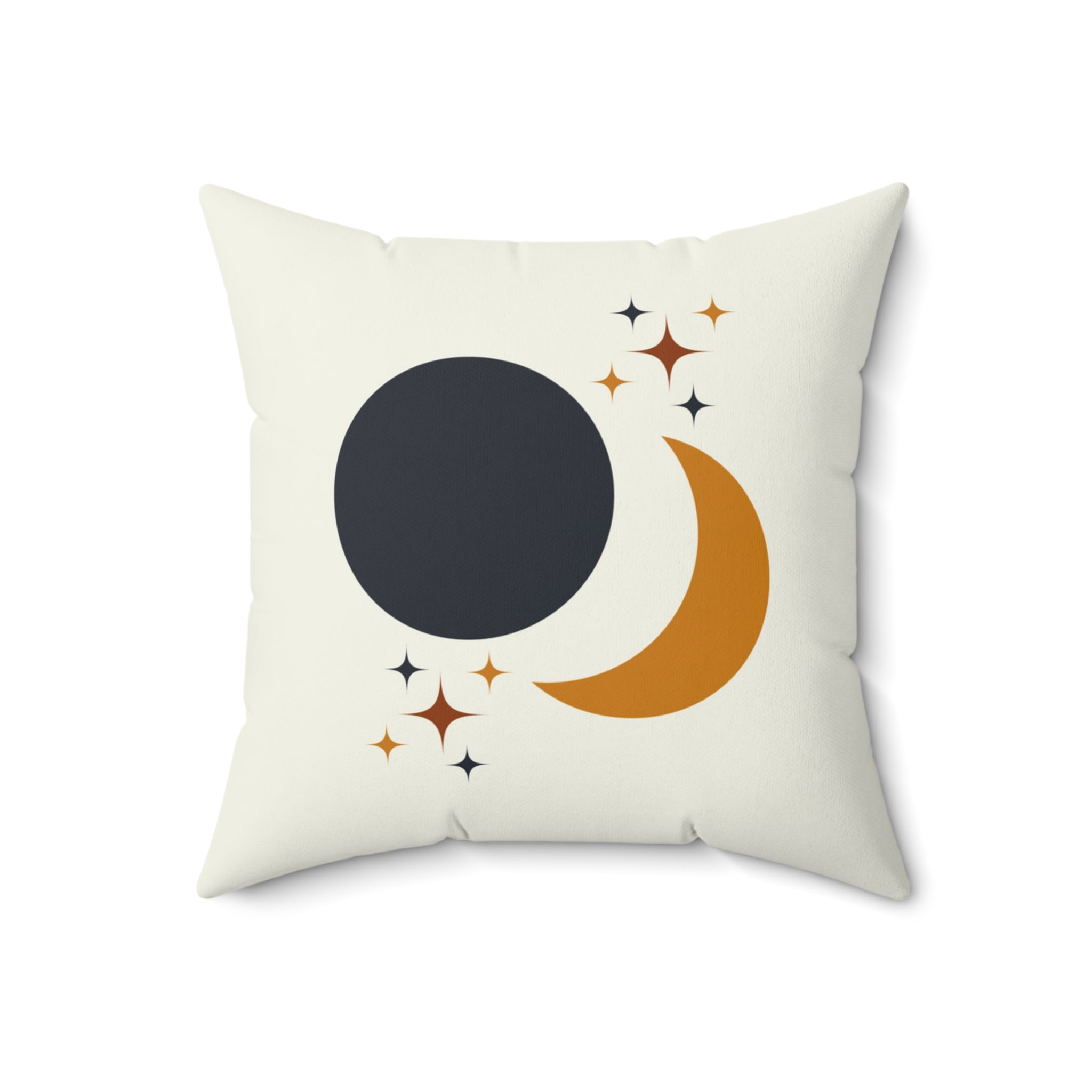 Boho Sun & Moon Celestial Throw Pillow, Gold and Cream