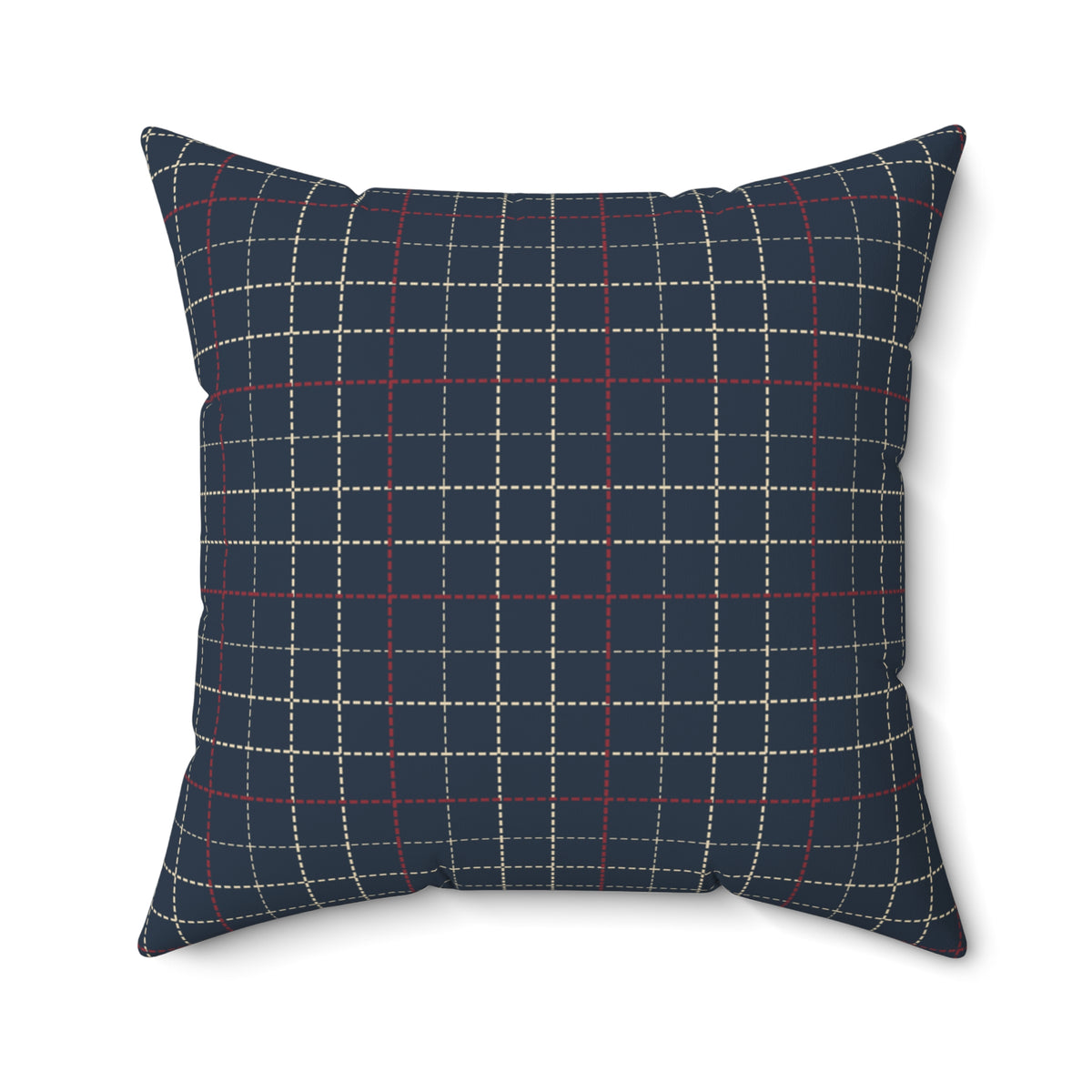 Navy Plaid and Autumn Leaves Reversible Throw Pillow