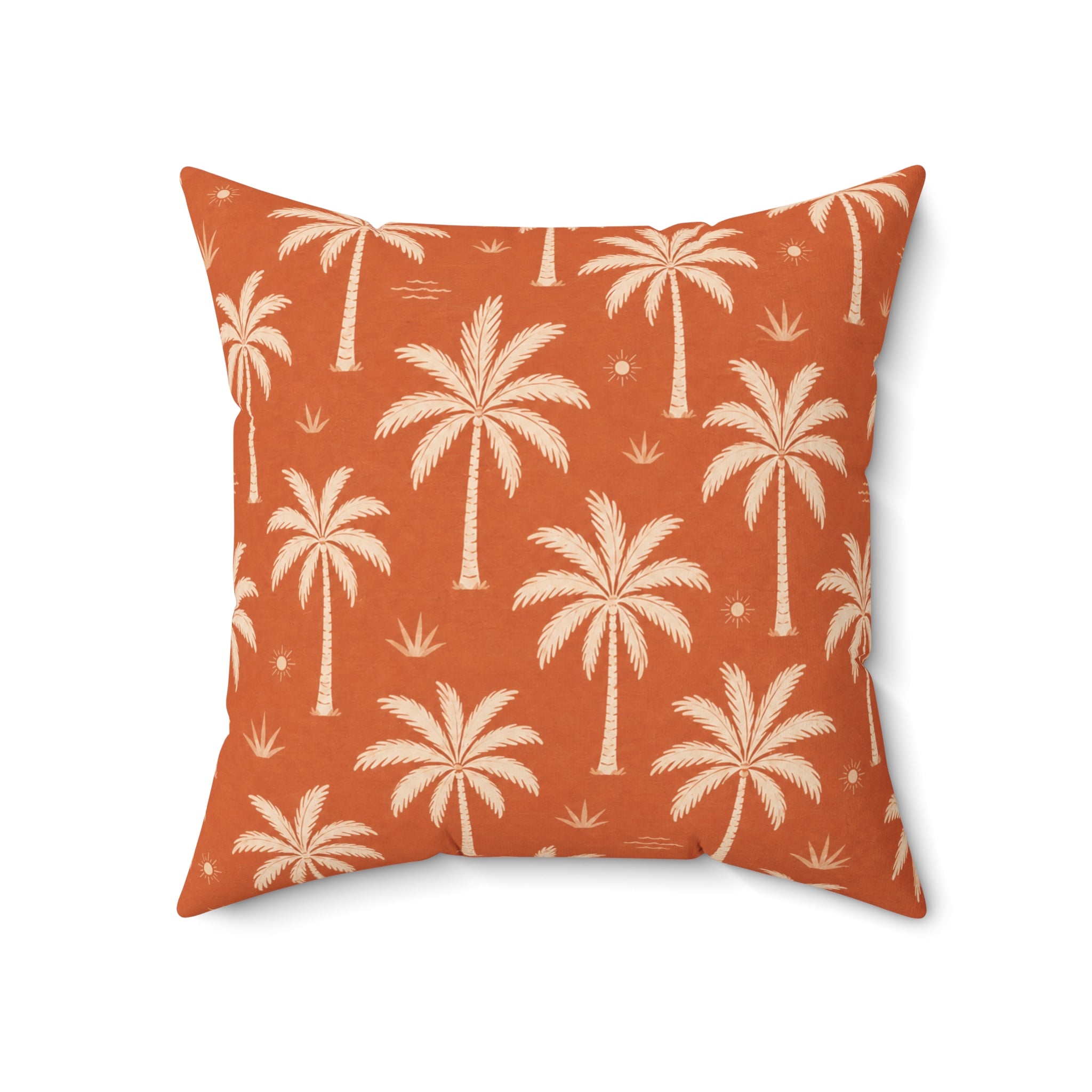 Riviera Terracotta Palm Tree Pattern Pillow