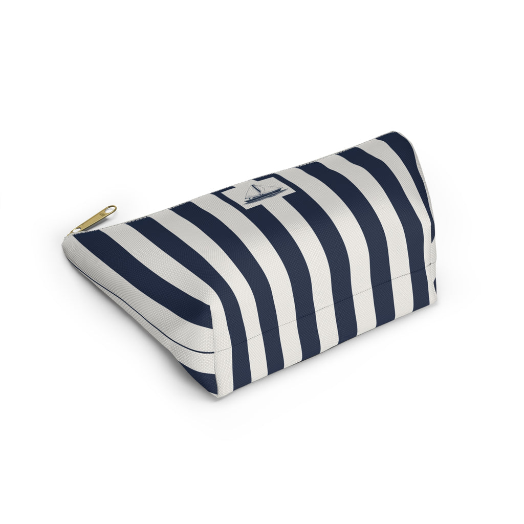 Capri Sailboat Stripe Accessory Pouch, Nautical Italian Travel Gift, Euro Summer Vacation Bag