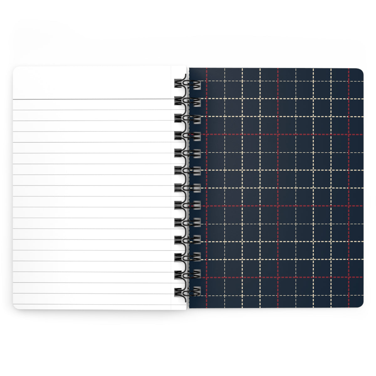 Navy Plaid Pattern Spiral Bound Travel Journal