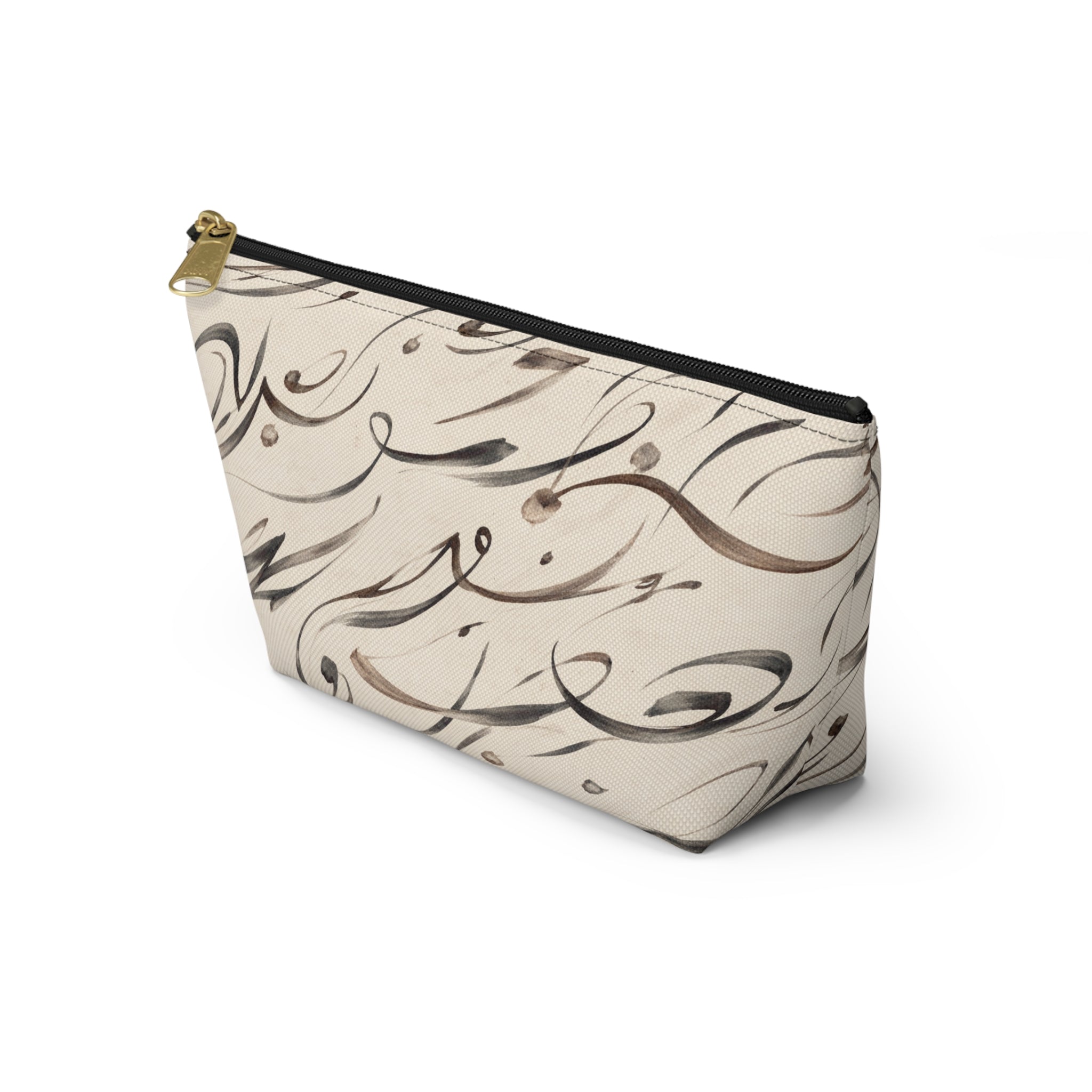 Modern Mediterranean Accessory Pouch | Neutral Cosmetic Travel Bag | Geometric Ink Brush Artist Bag