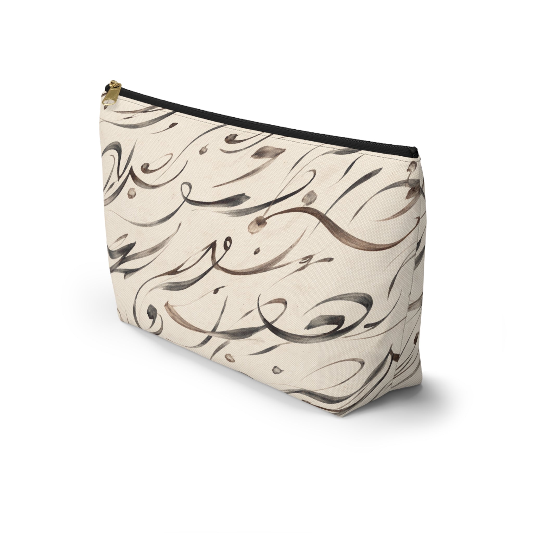 Modern Mediterranean Accessory Pouch | Neutral Cosmetic Travel Bag | Geometric Ink Brush Artist Bag