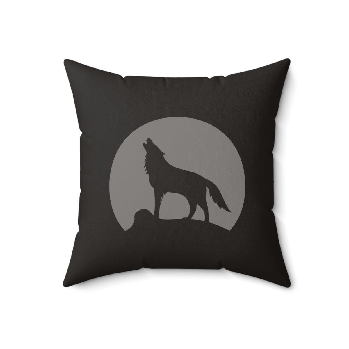 Howling Wolf Throw Pillow, Black and Grey Moon Cushion, Dark Academia Reading Nook Decor