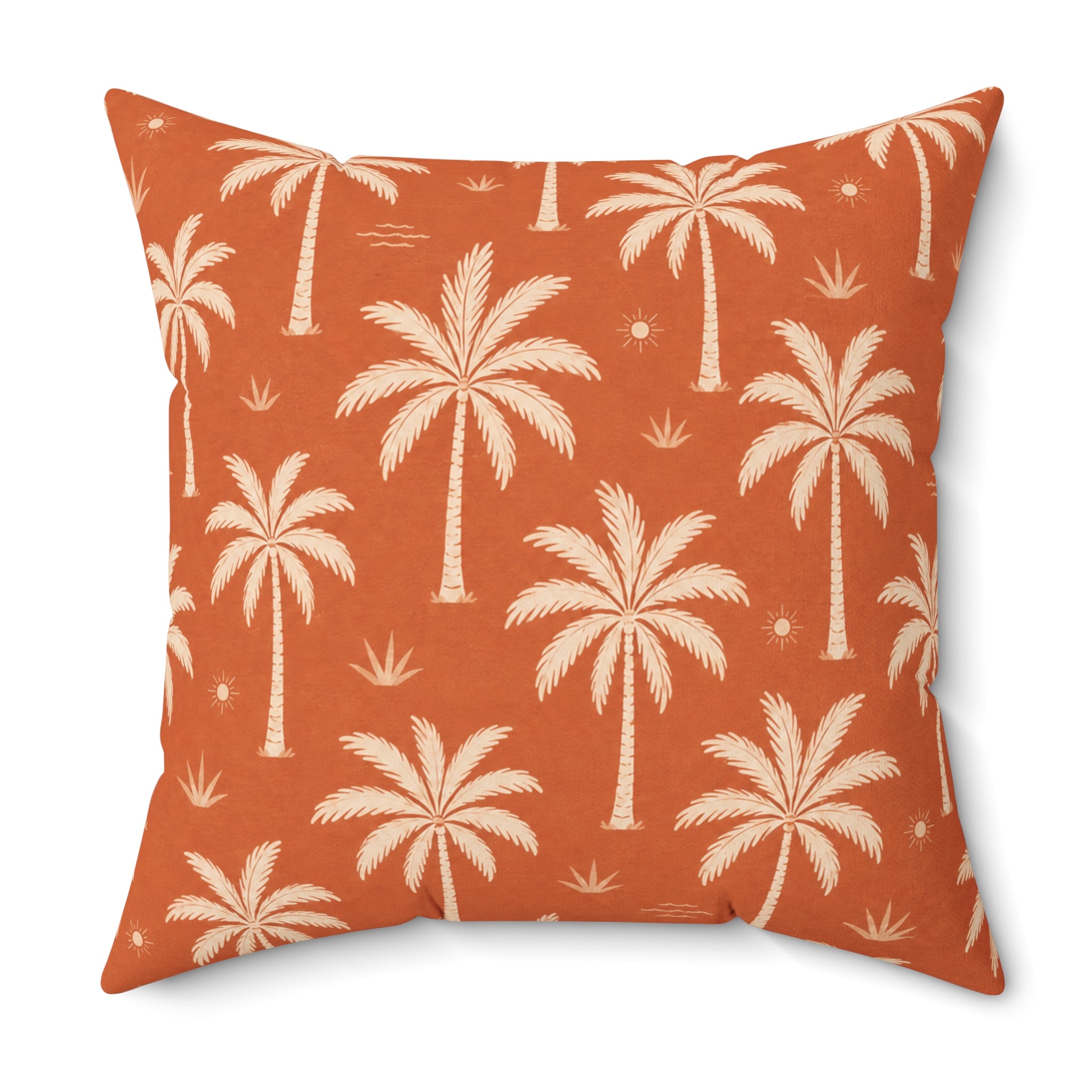 Riviera Terracotta Palm Tree Pattern Pillow