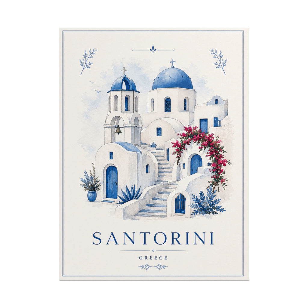Santorini Travel Poster Print
