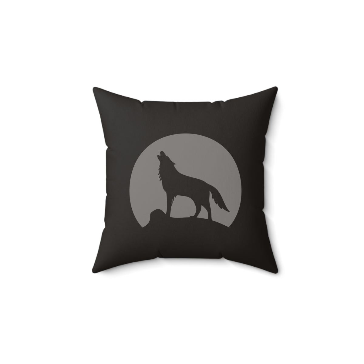 Howling Wolf Throw Pillow, Black and Grey Moon Cushion, Dark Academia Reading Nook Decor