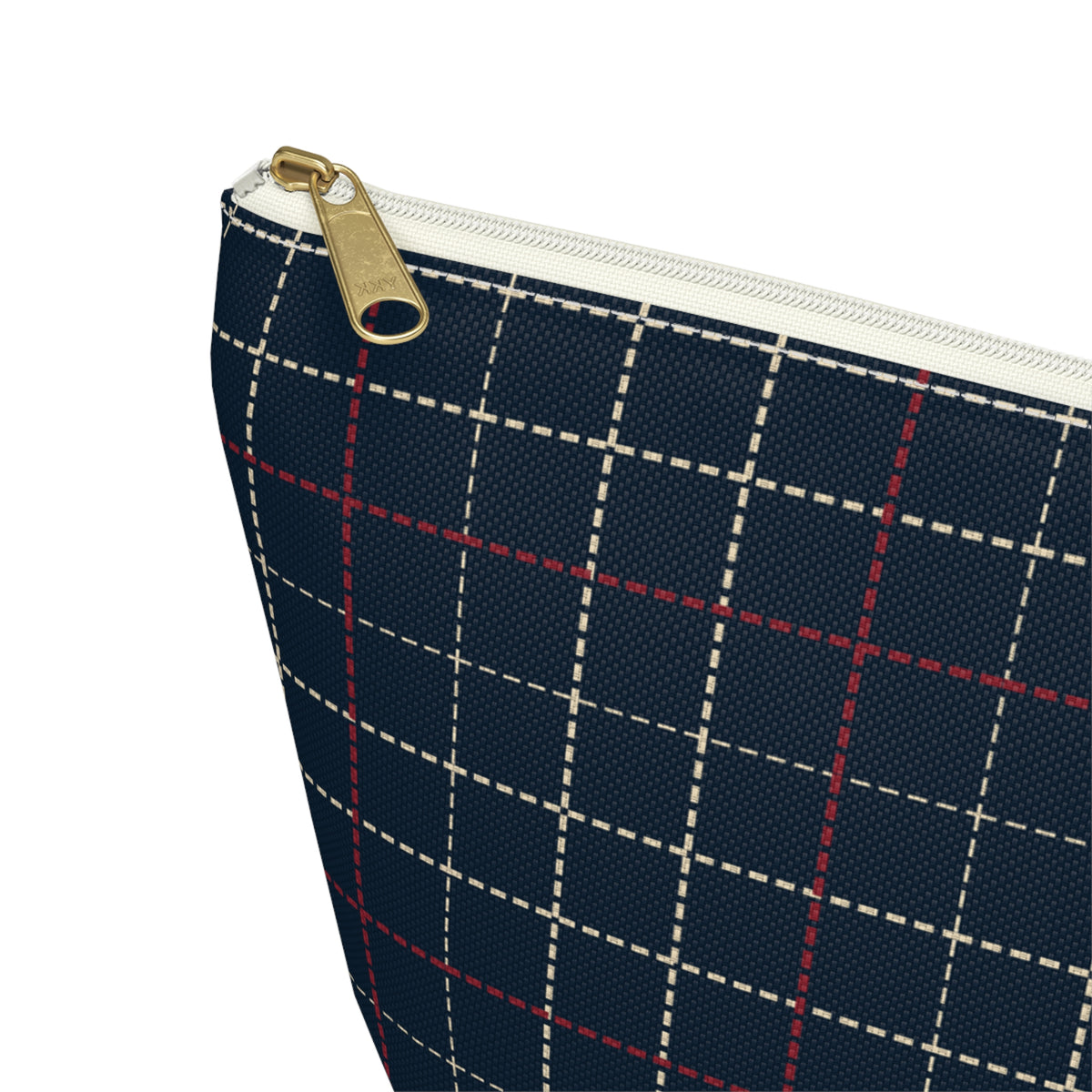 Navy Grid Plaid Accessory Pouch