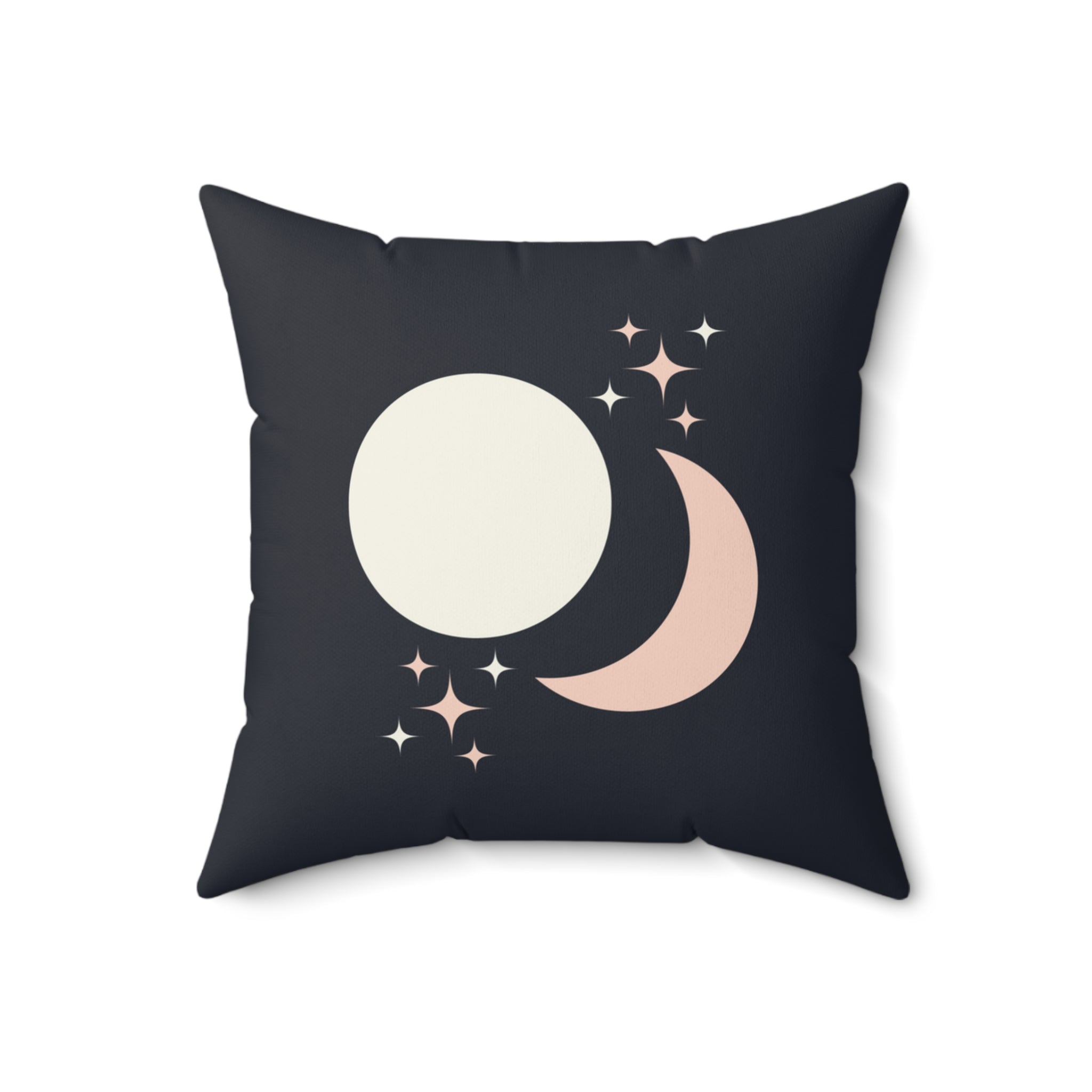 Celestial Boho Sun and Moon Throw Pillow, Dark Grey