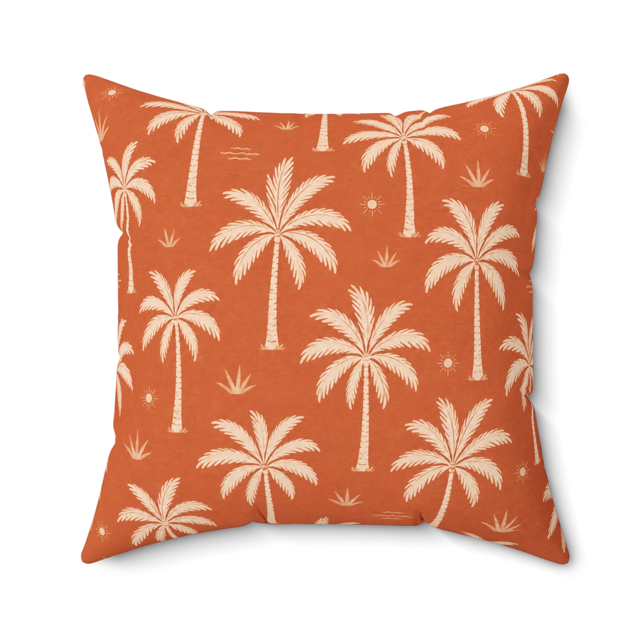 Riviera Terracotta Palm Tree Pattern Pillow