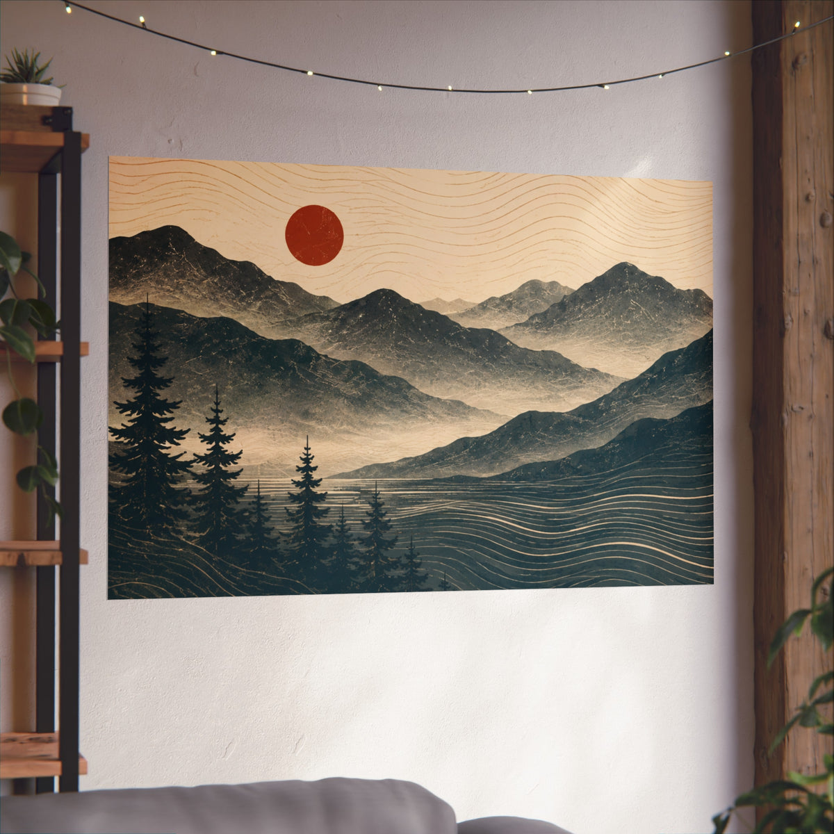 Minimalist Mountain Sunset Art Print