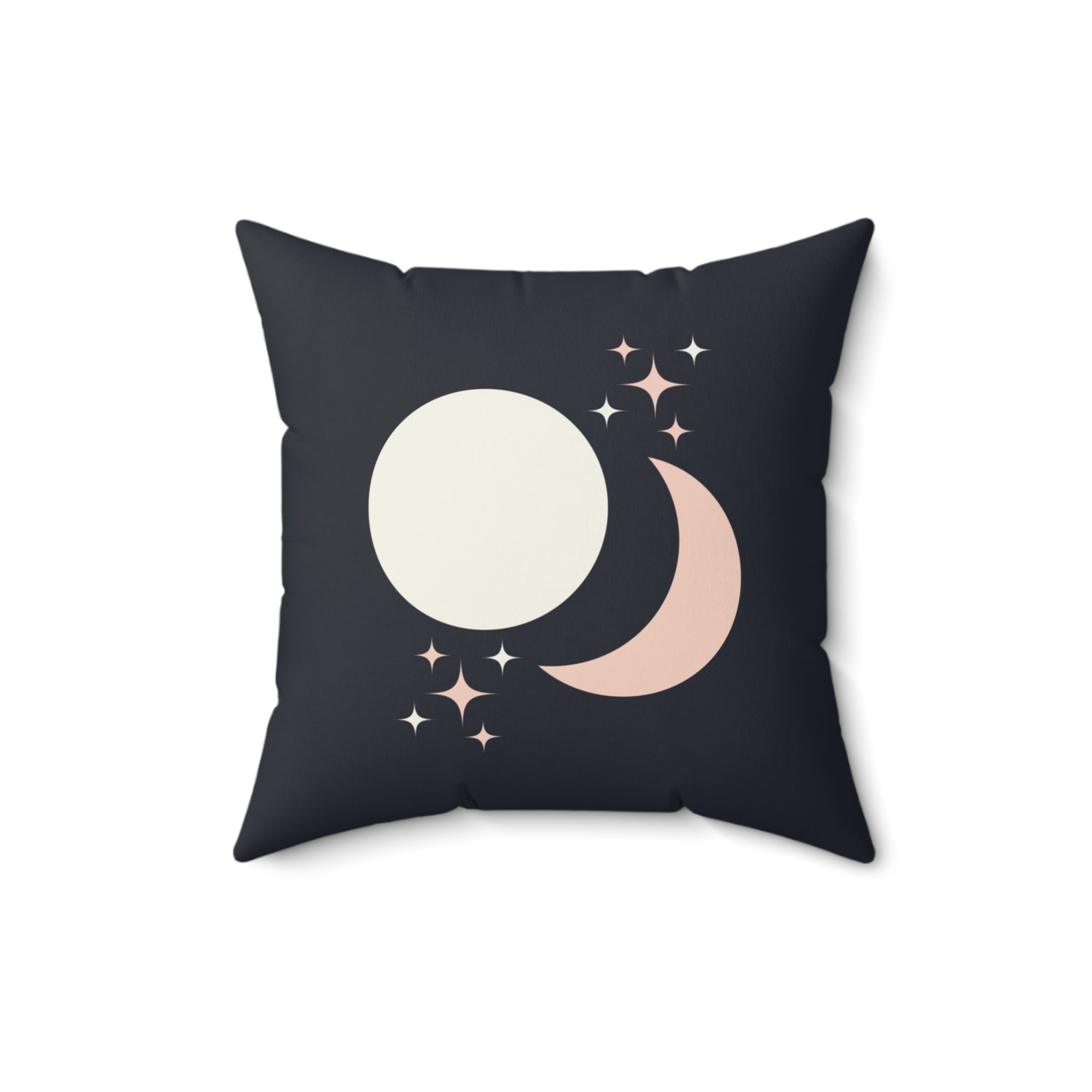 Celestial Boho Sun and Moon Throw Pillow, Dark Grey