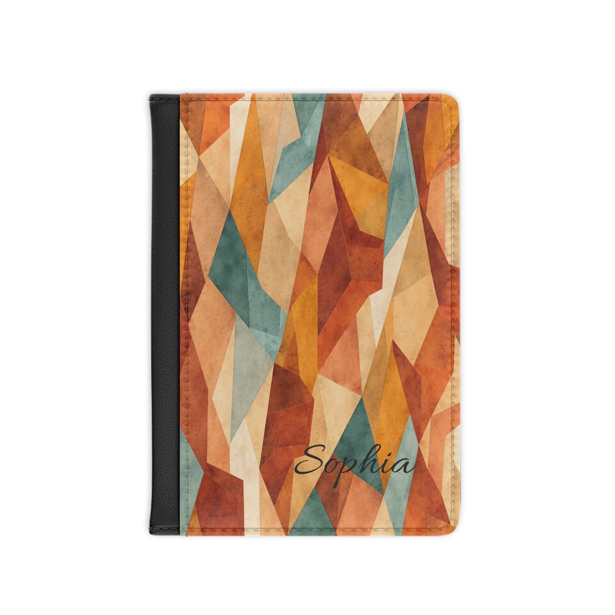 Geometric Desert Sunset Passport Cover: Personalized Travel Wallet