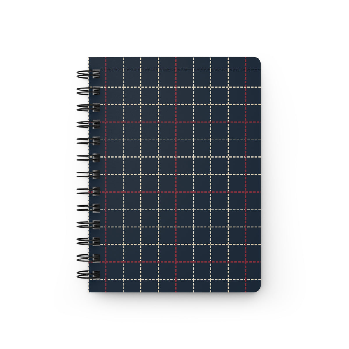 Navy Plaid Pattern Spiral Bound Travel Journal