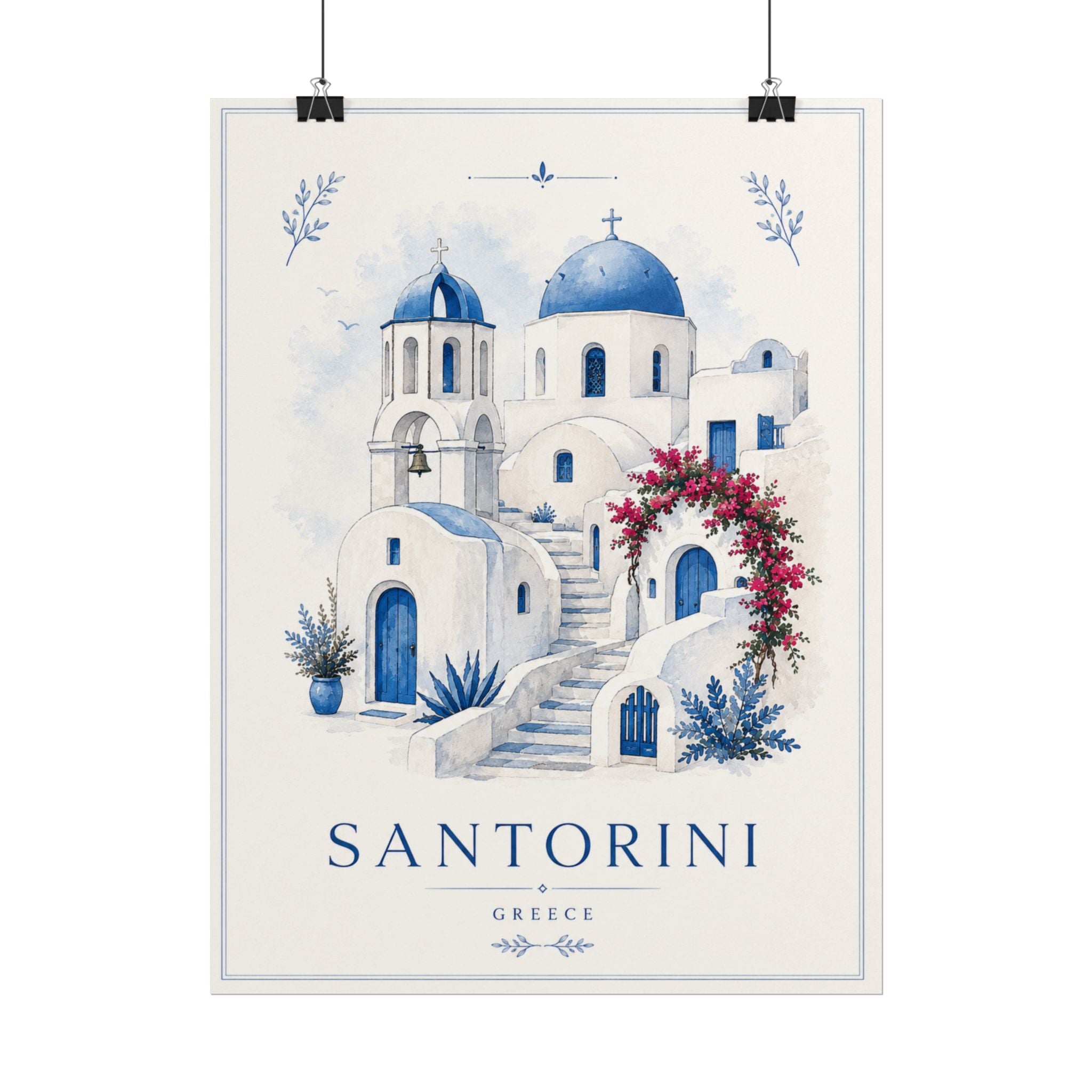 Santorini Travel Poster Print