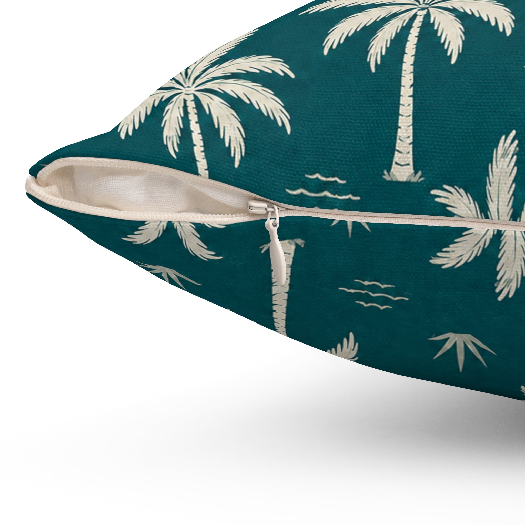 Teal French Riviera Palm Throw Pillow