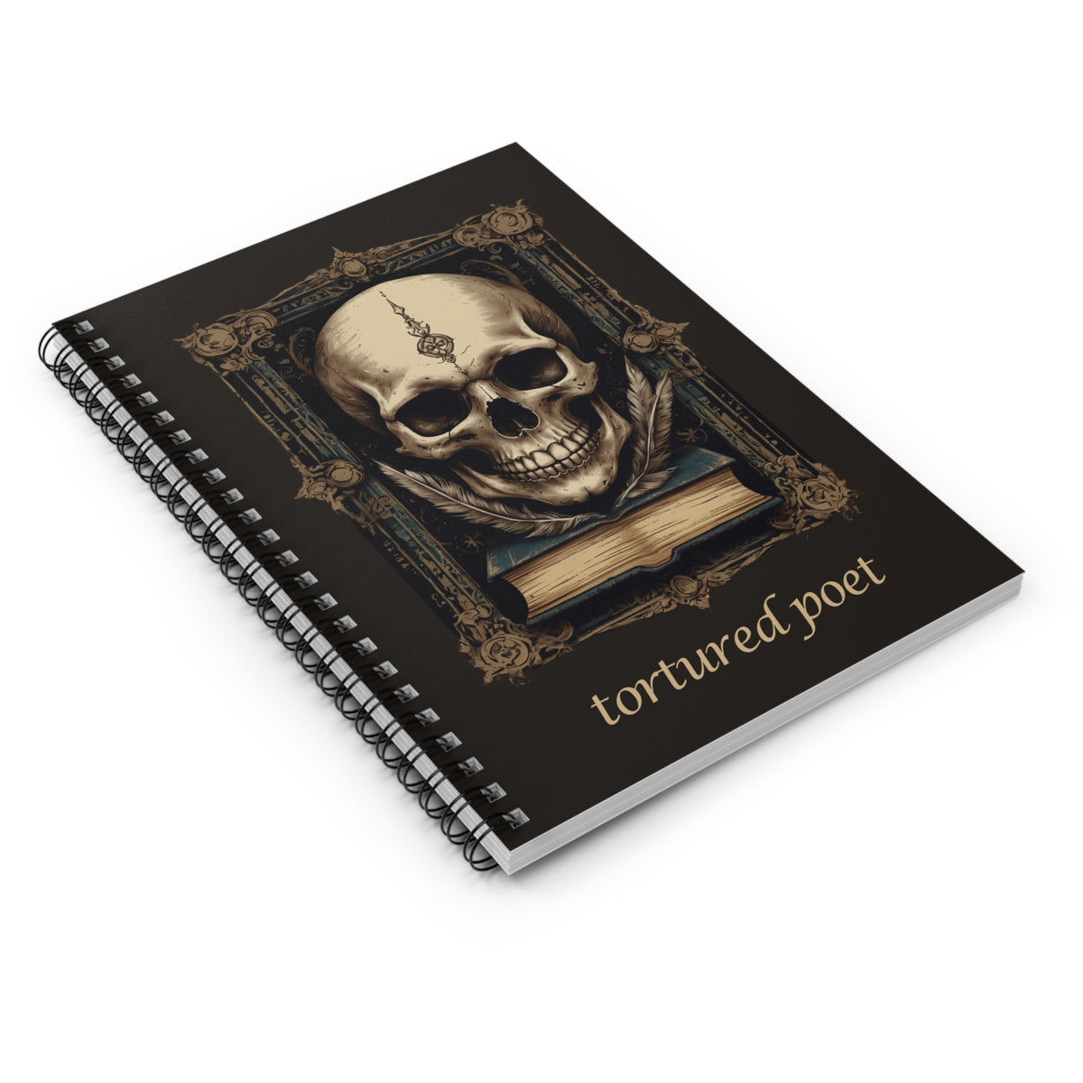 Dark Academia Tortured Poet Skull Journal