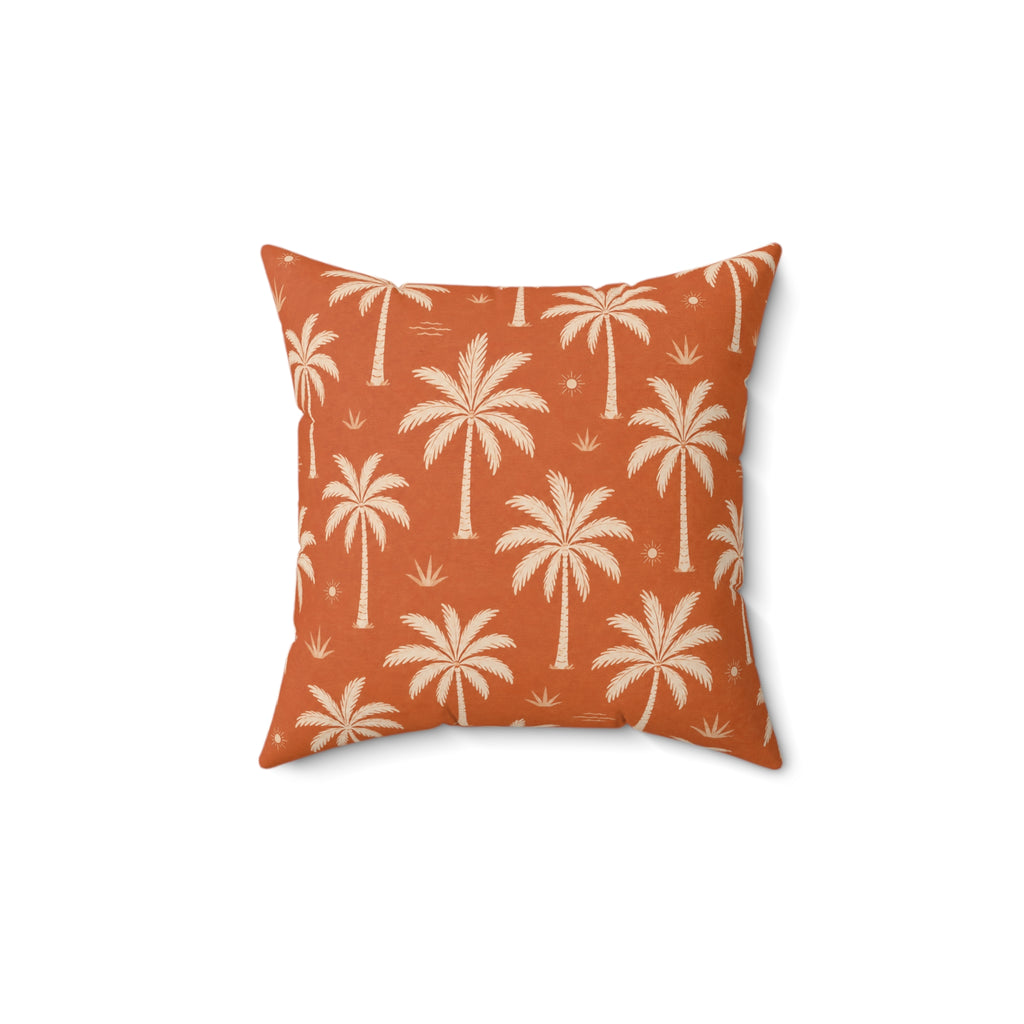 Riviera Terracotta Palm Tree Pattern Pillow