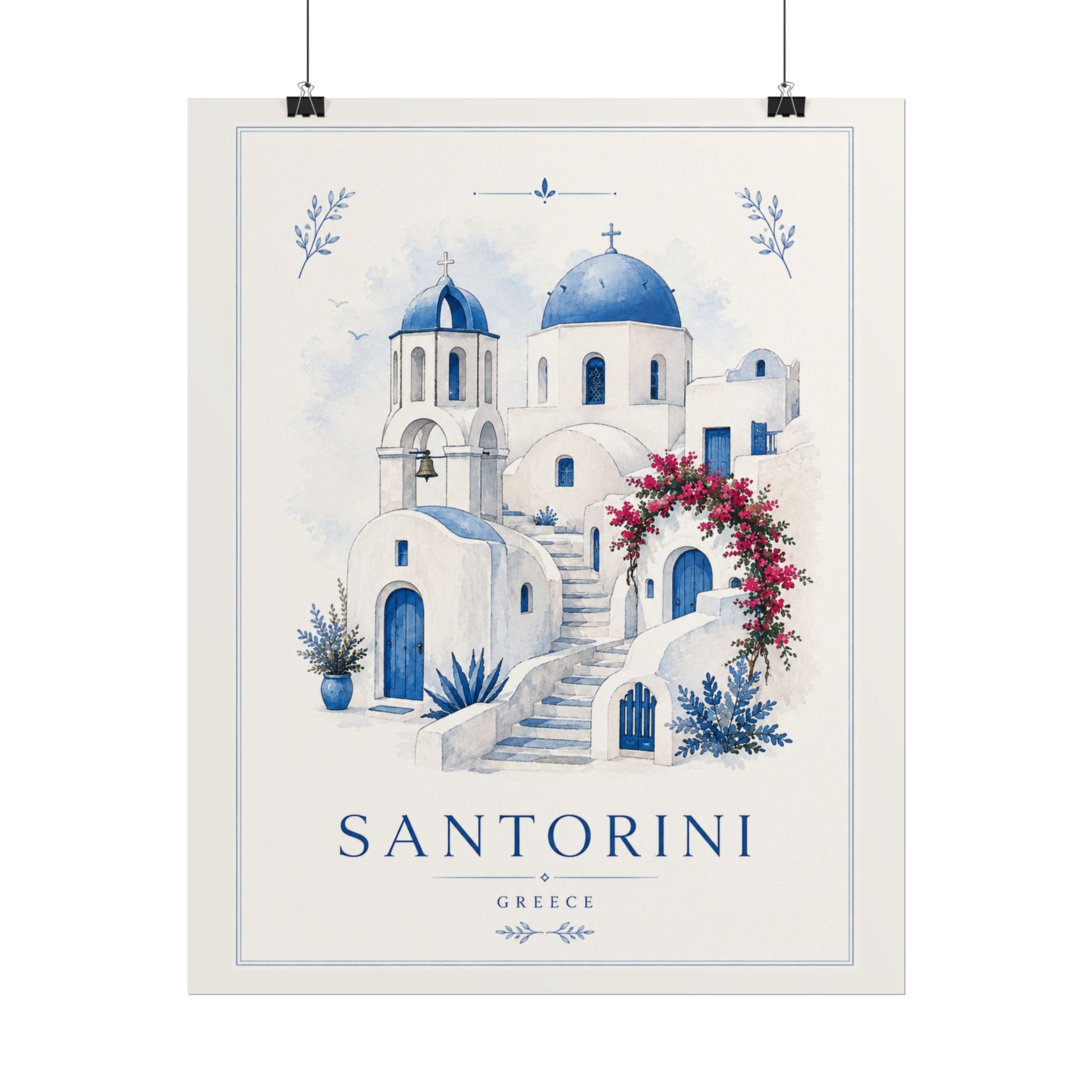Santorini Travel Poster Print