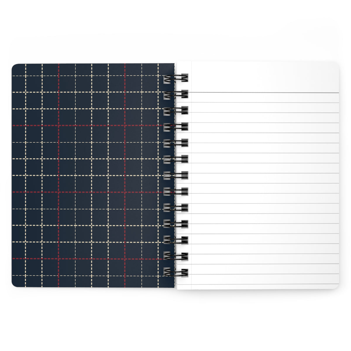 Navy Plaid Pattern Spiral Bound Travel Journal