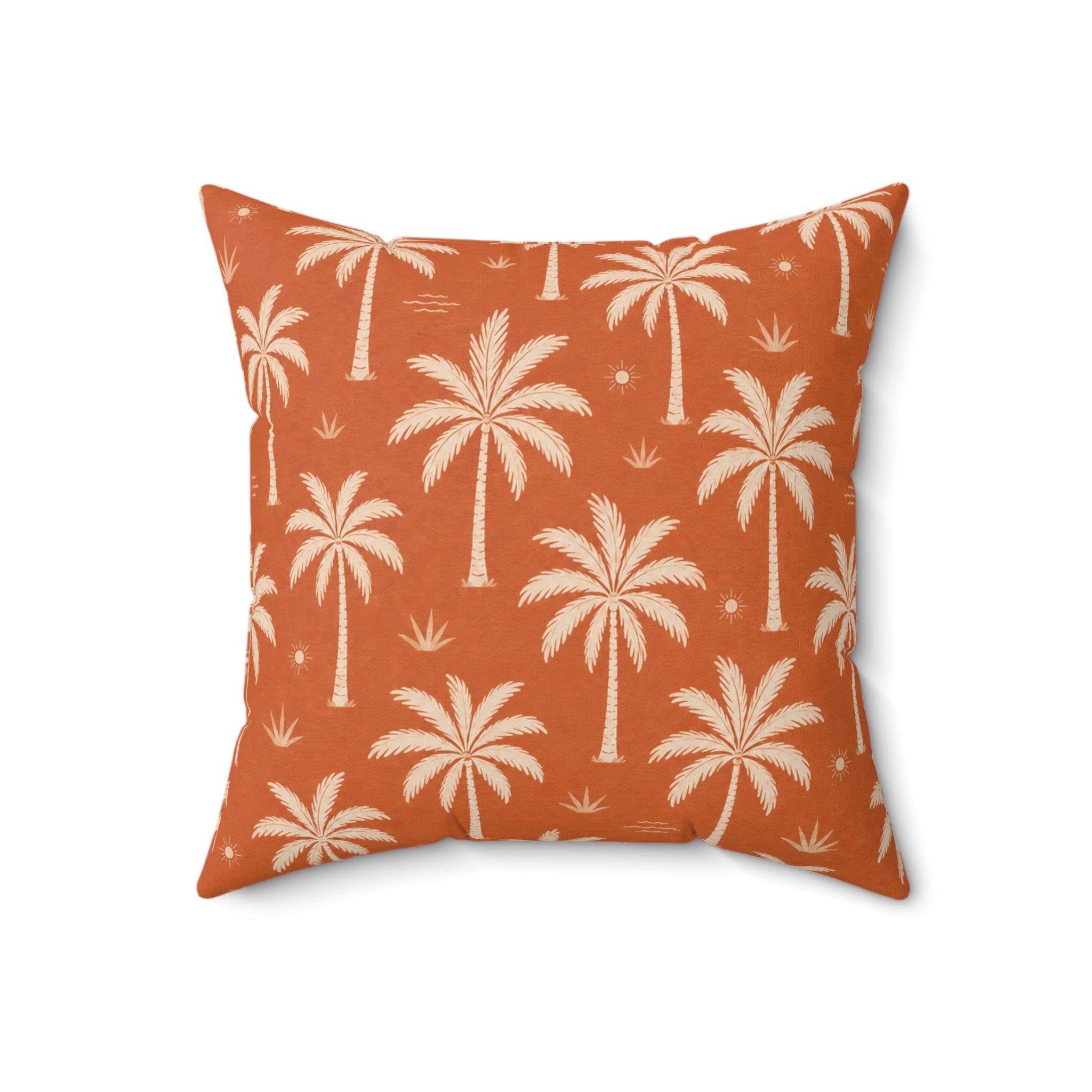 Riviera Terracotta Palm Tree Pattern Pillow