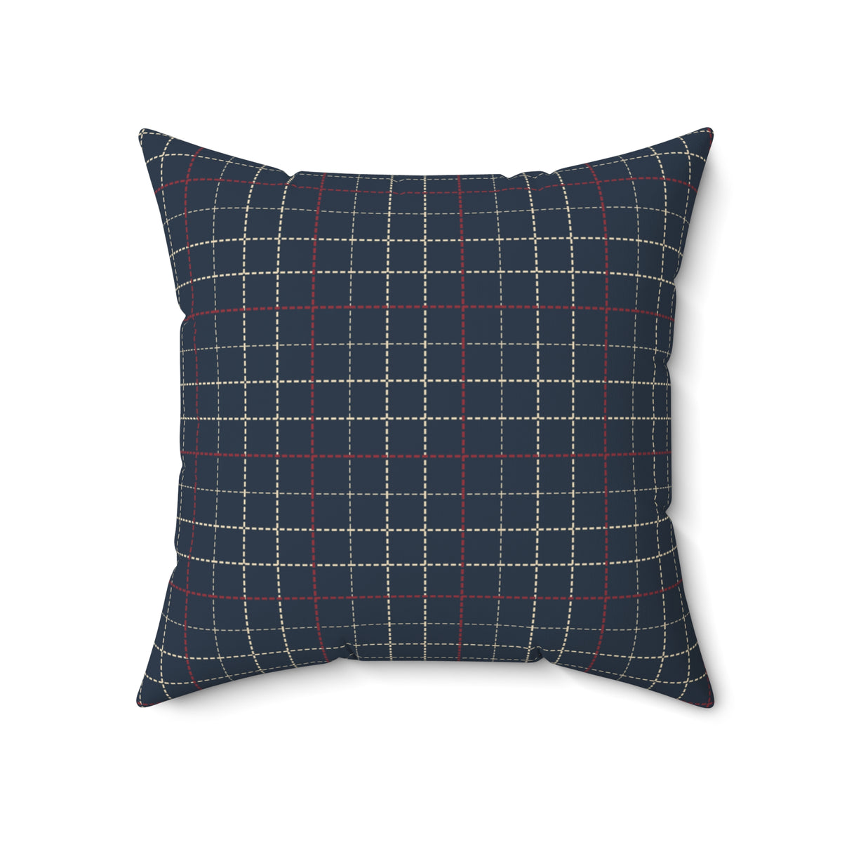 Navy Plaid and Autumn Leaves Reversible Throw Pillow
