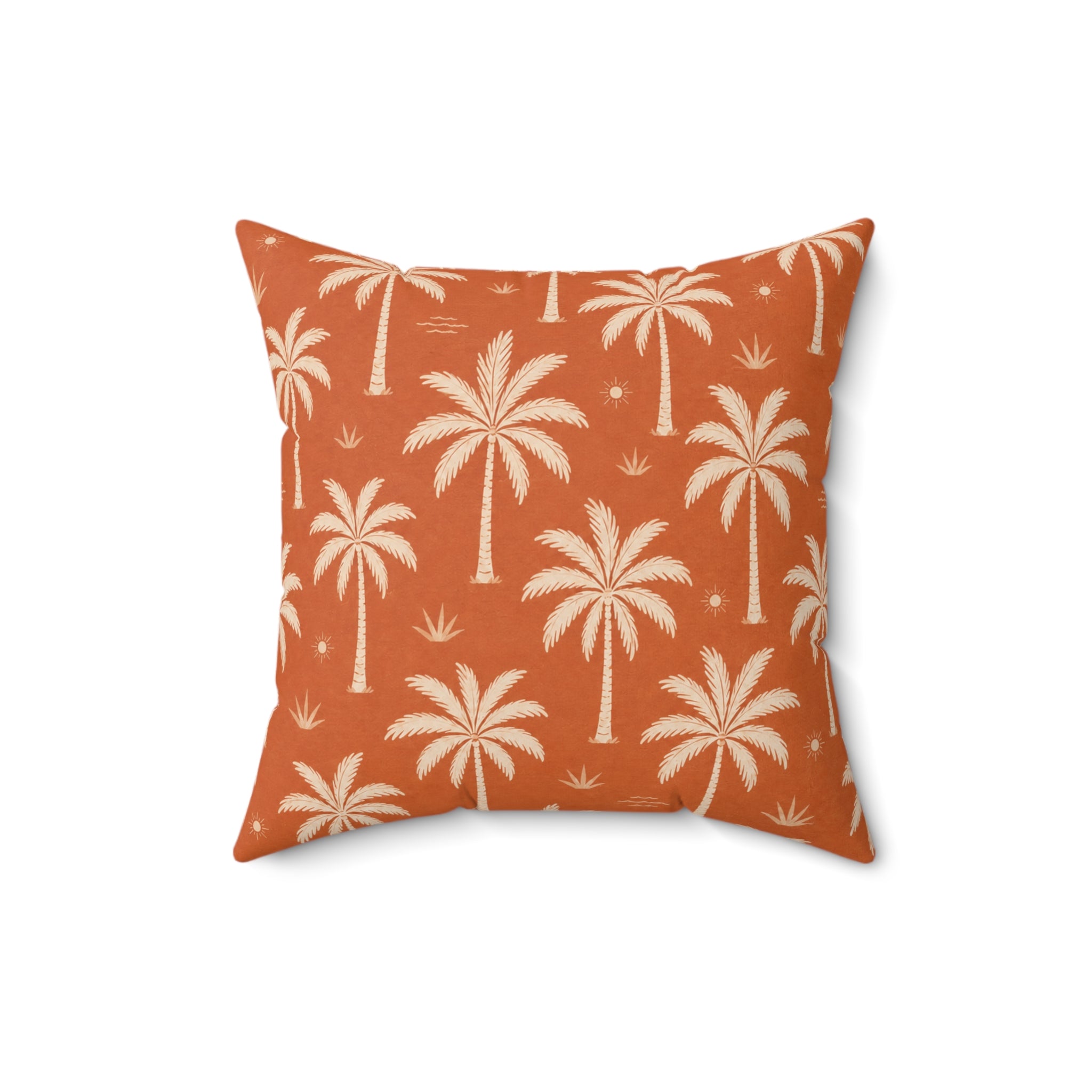Riviera Terracotta Palm Tree Pattern Pillow