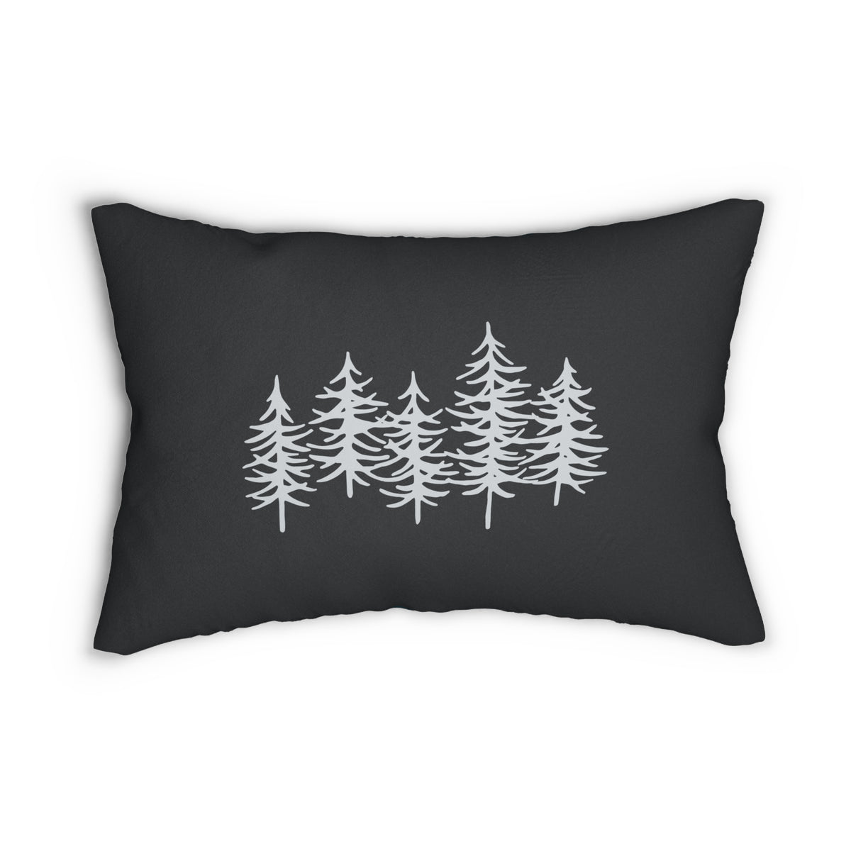 Grey Pine Tree Lumbar Pillow