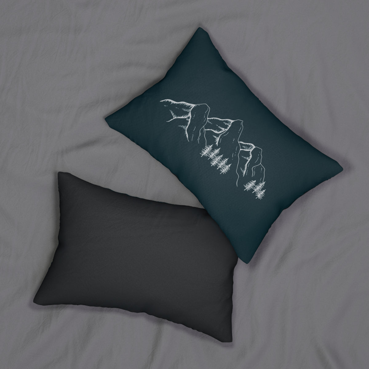 Mountain Range Green Lumbar Pillow