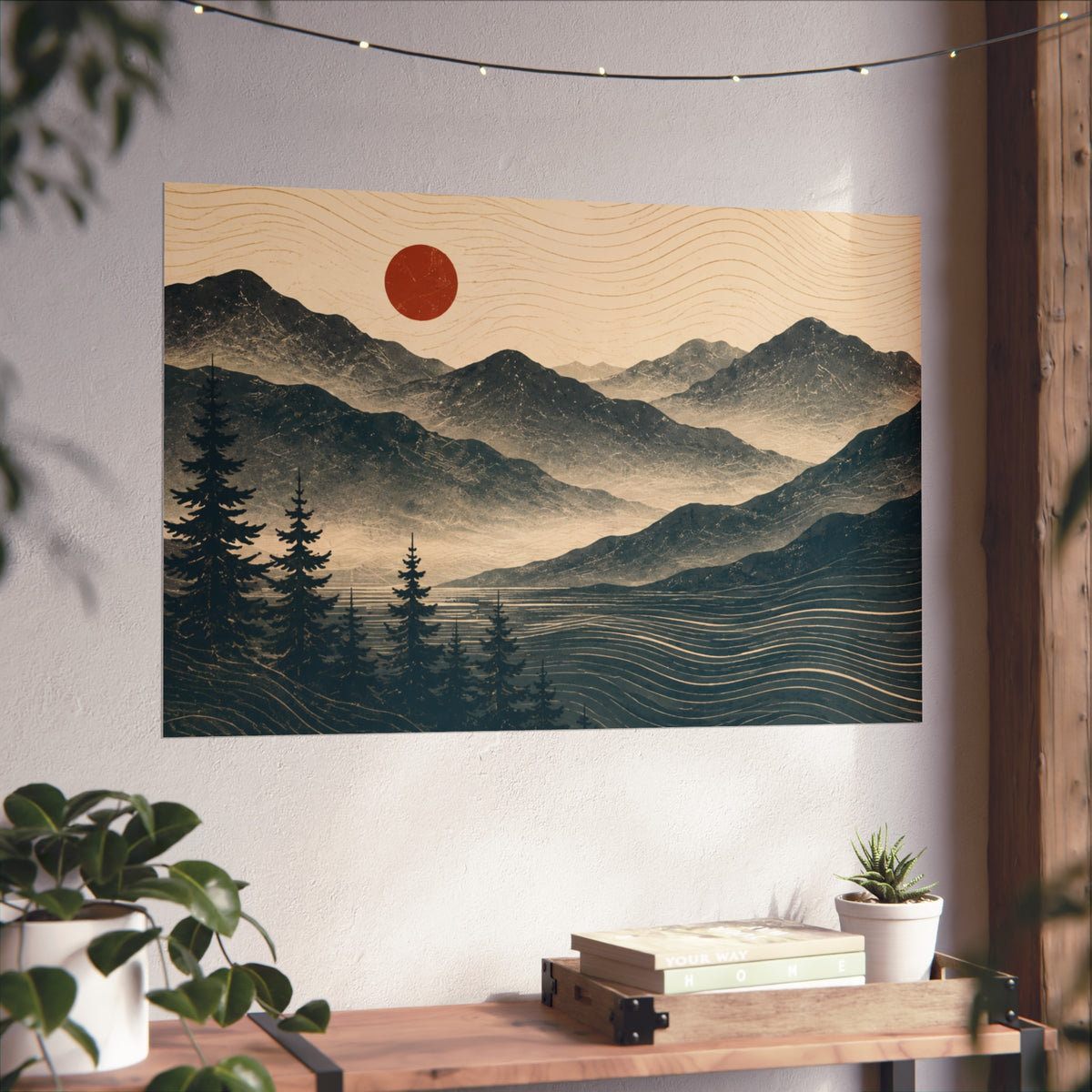 Minimalist Mountain Sunset Art Print