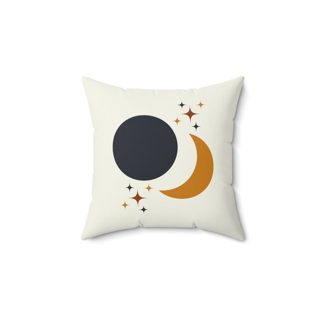 Boho Sun & Moon Celestial Throw Pillow, Gold and Cream