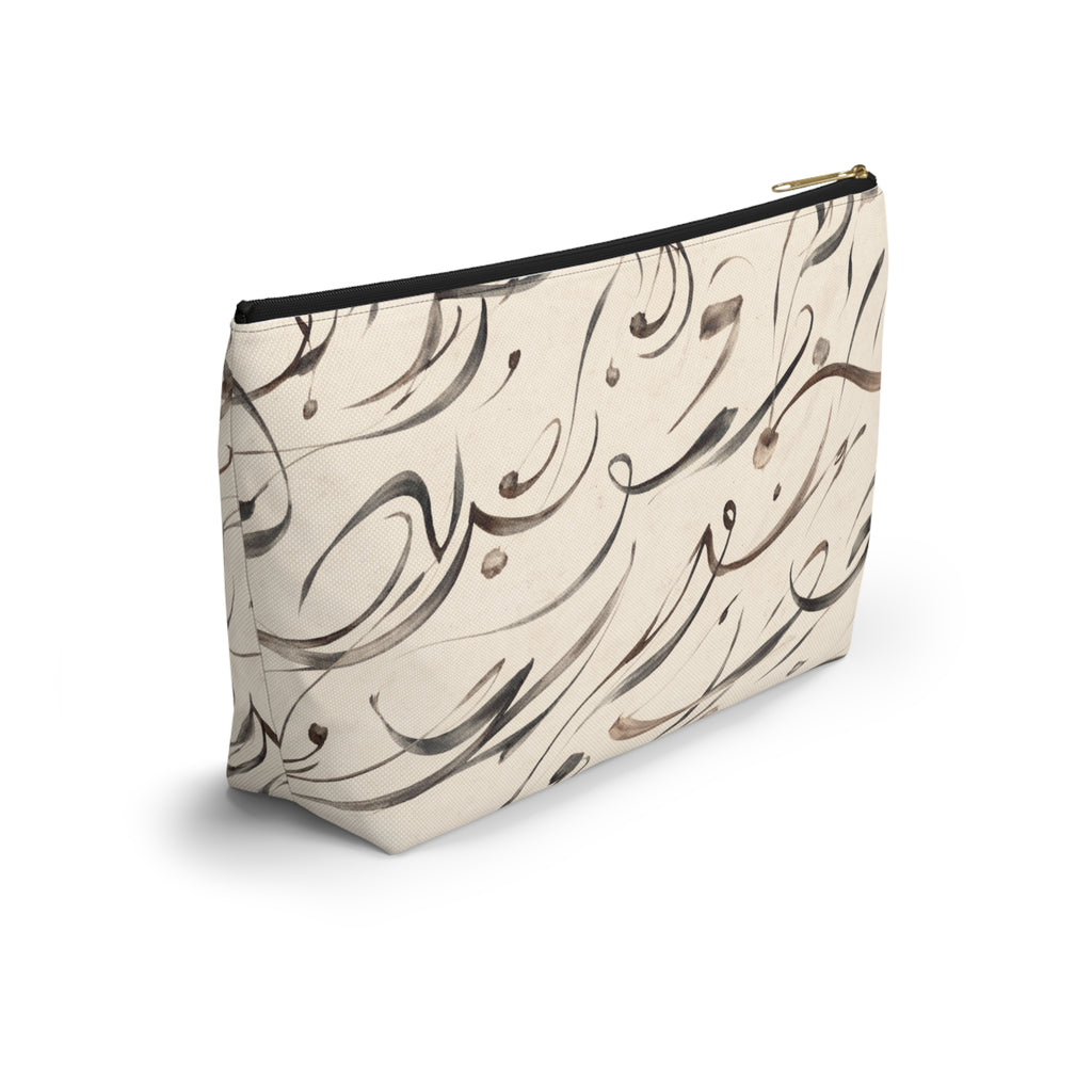 Modern Mediterranean Accessory Pouch | Neutral Cosmetic Travel Bag | Geometric Ink Brush Artist Bag