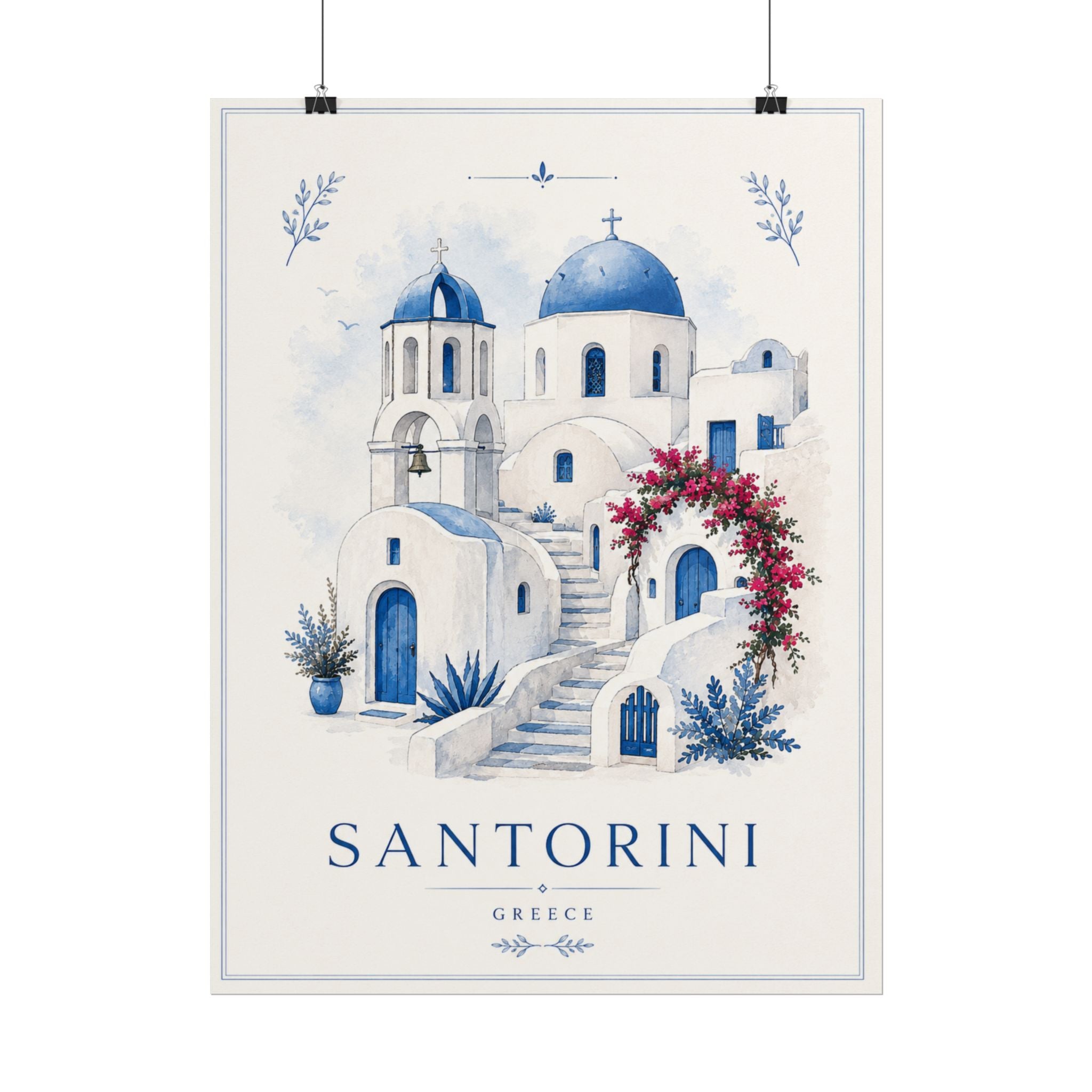 Santorini Travel Poster Print