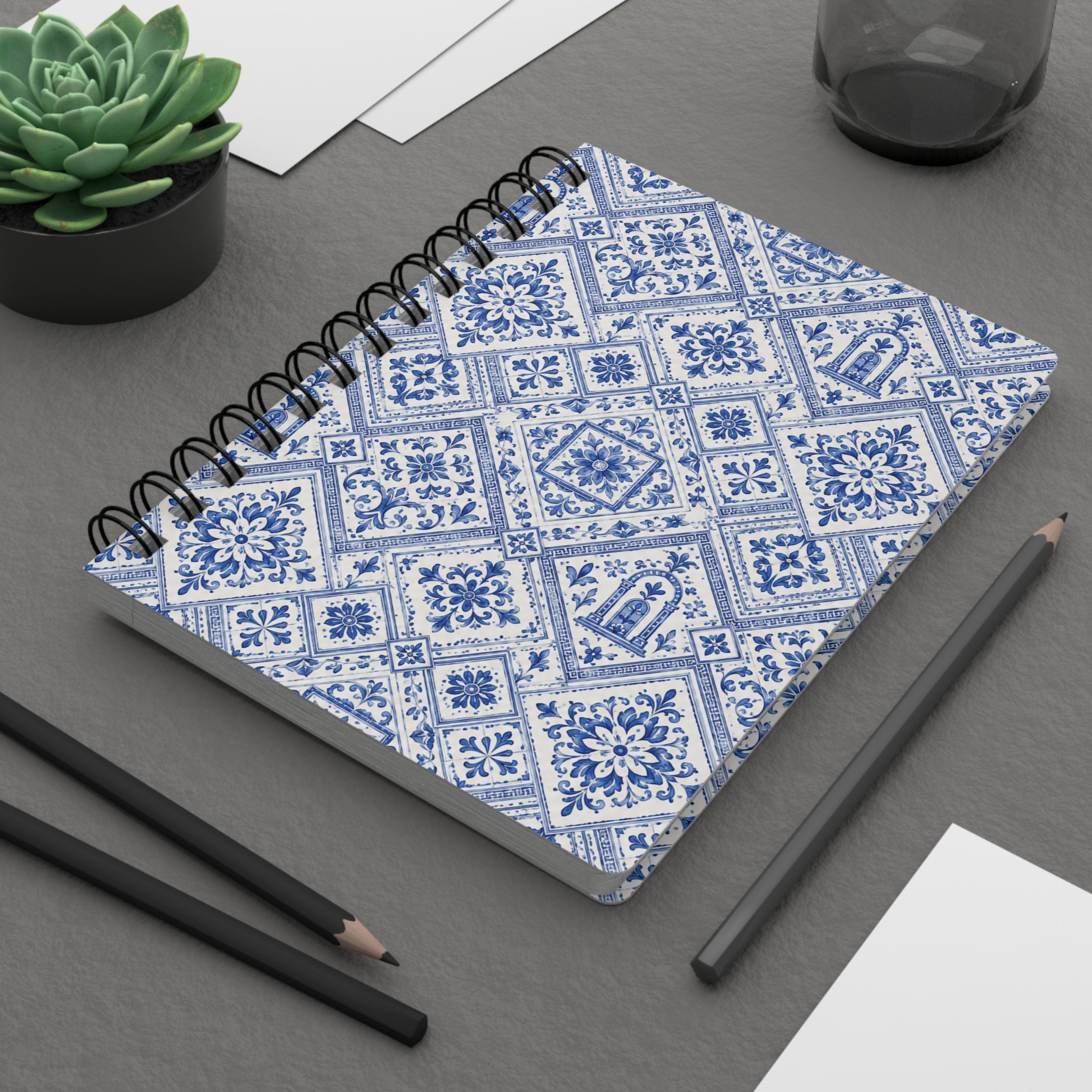 Santorini Tile Pattern Travel Journal