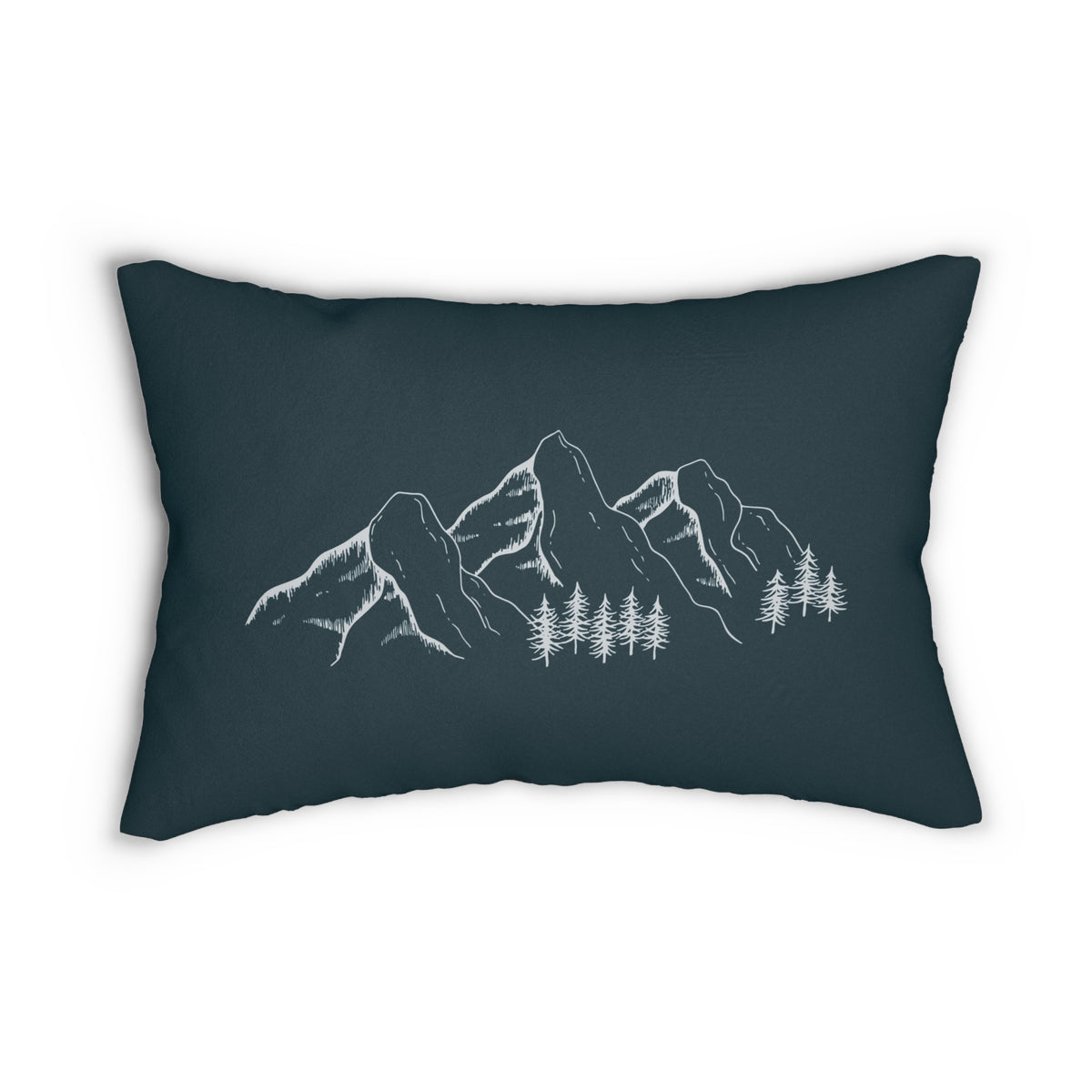 Mountain Range Green Lumbar Pillow