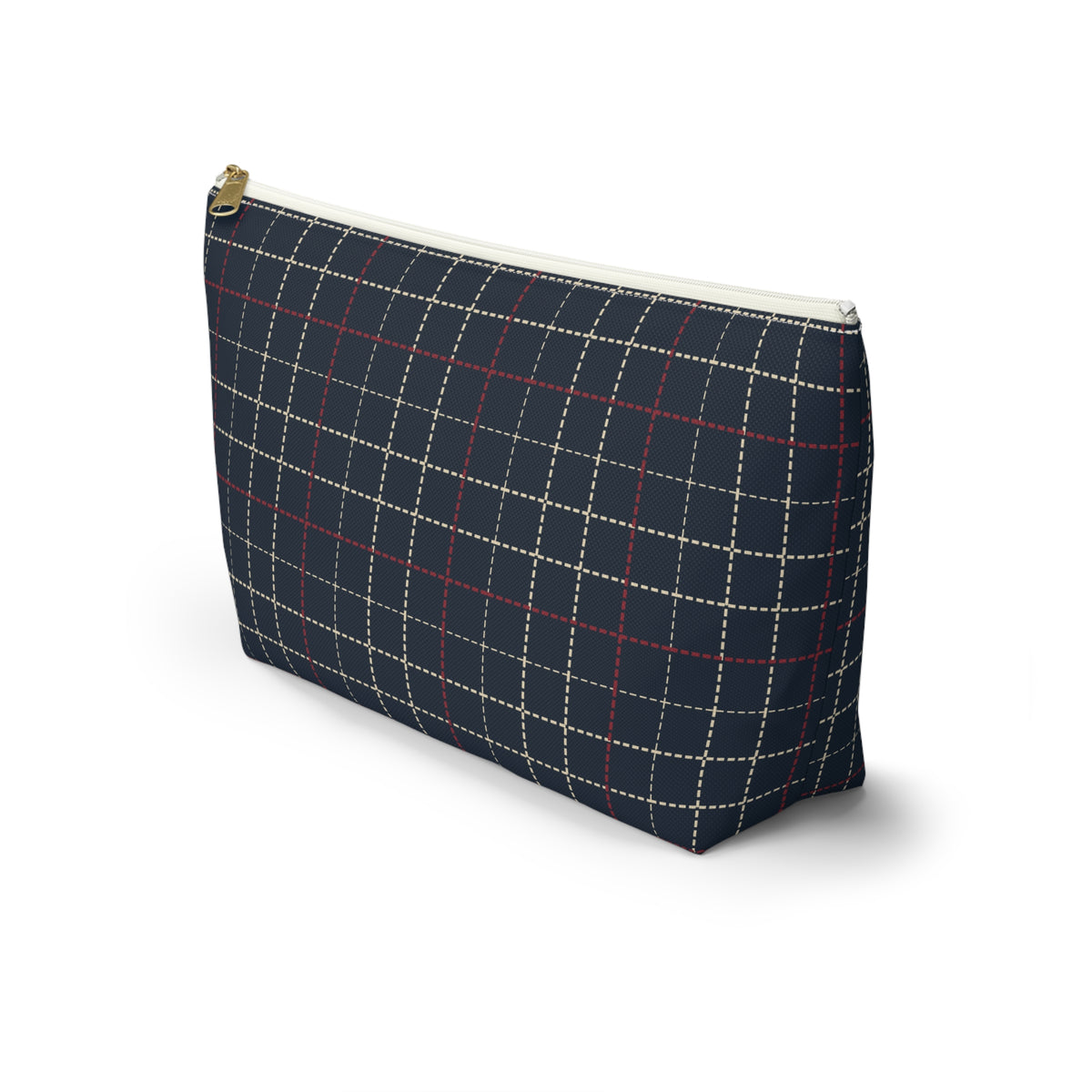Navy Grid Plaid Accessory Pouch