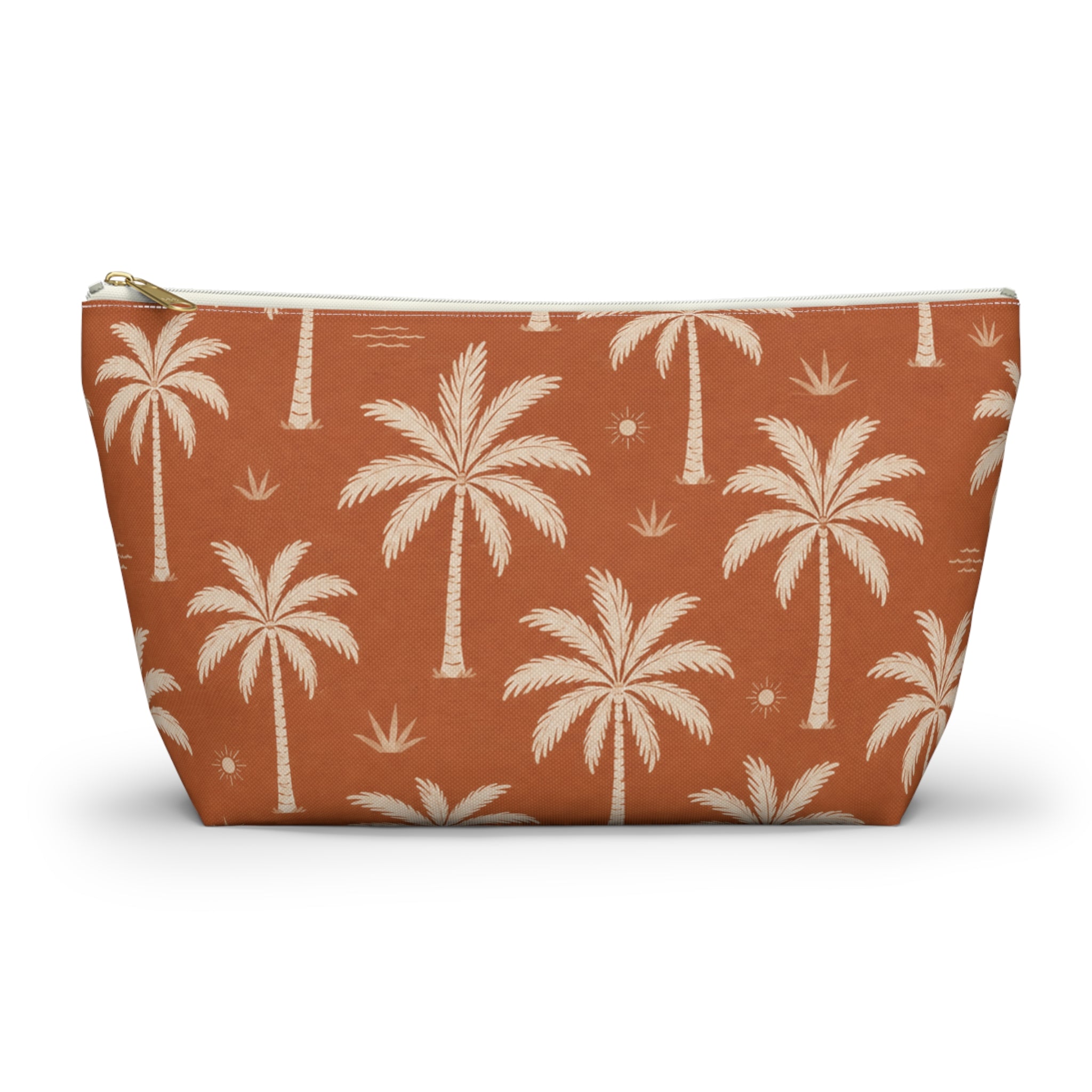Tropical Palm Terracotta Cosmetic Travel Pouch - French Riviera