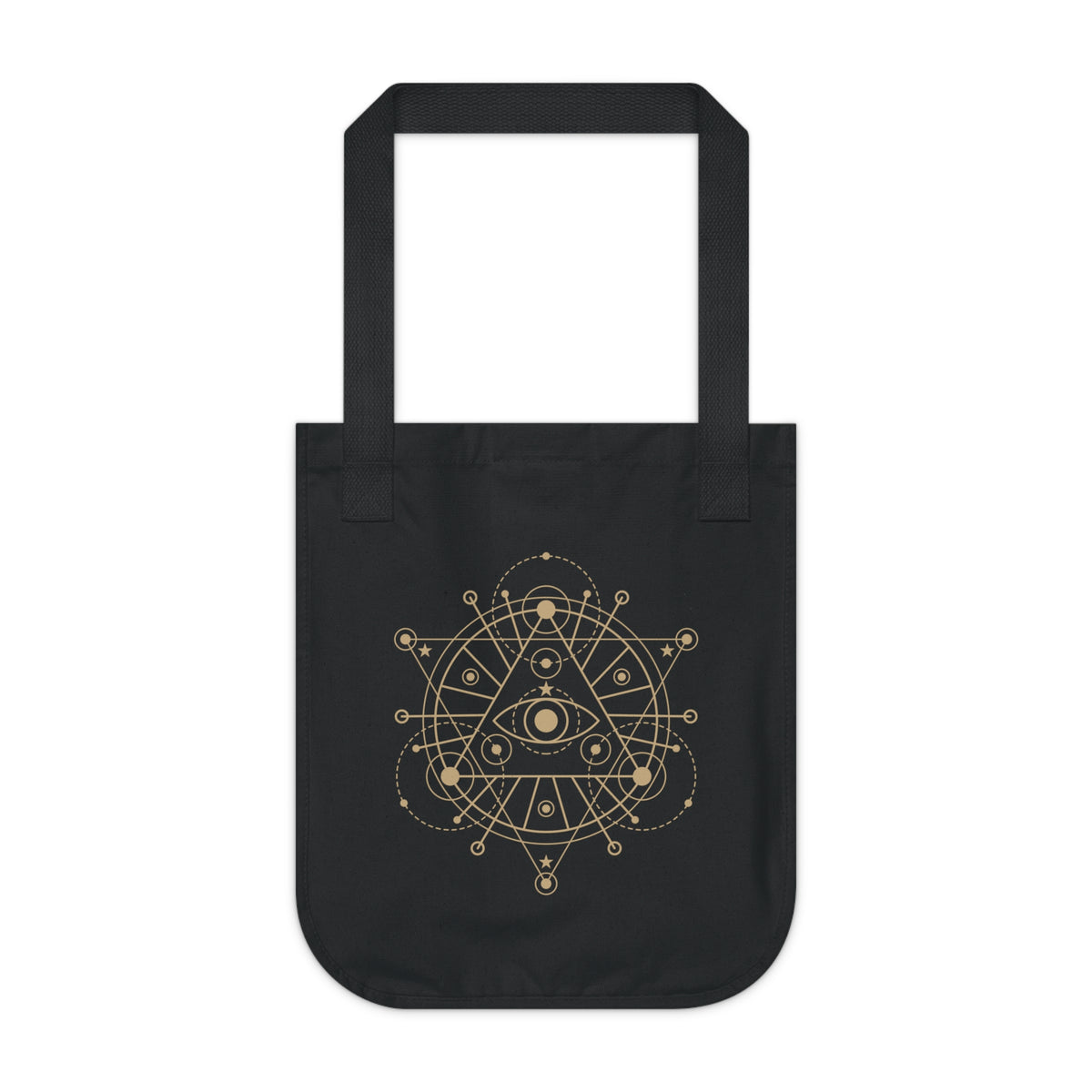 Alchemy Tote Bag in Black or Navy, Gold Celestial Eye and Stars, Witchy Dark Academia Book Bag, Tarot Lover Gift