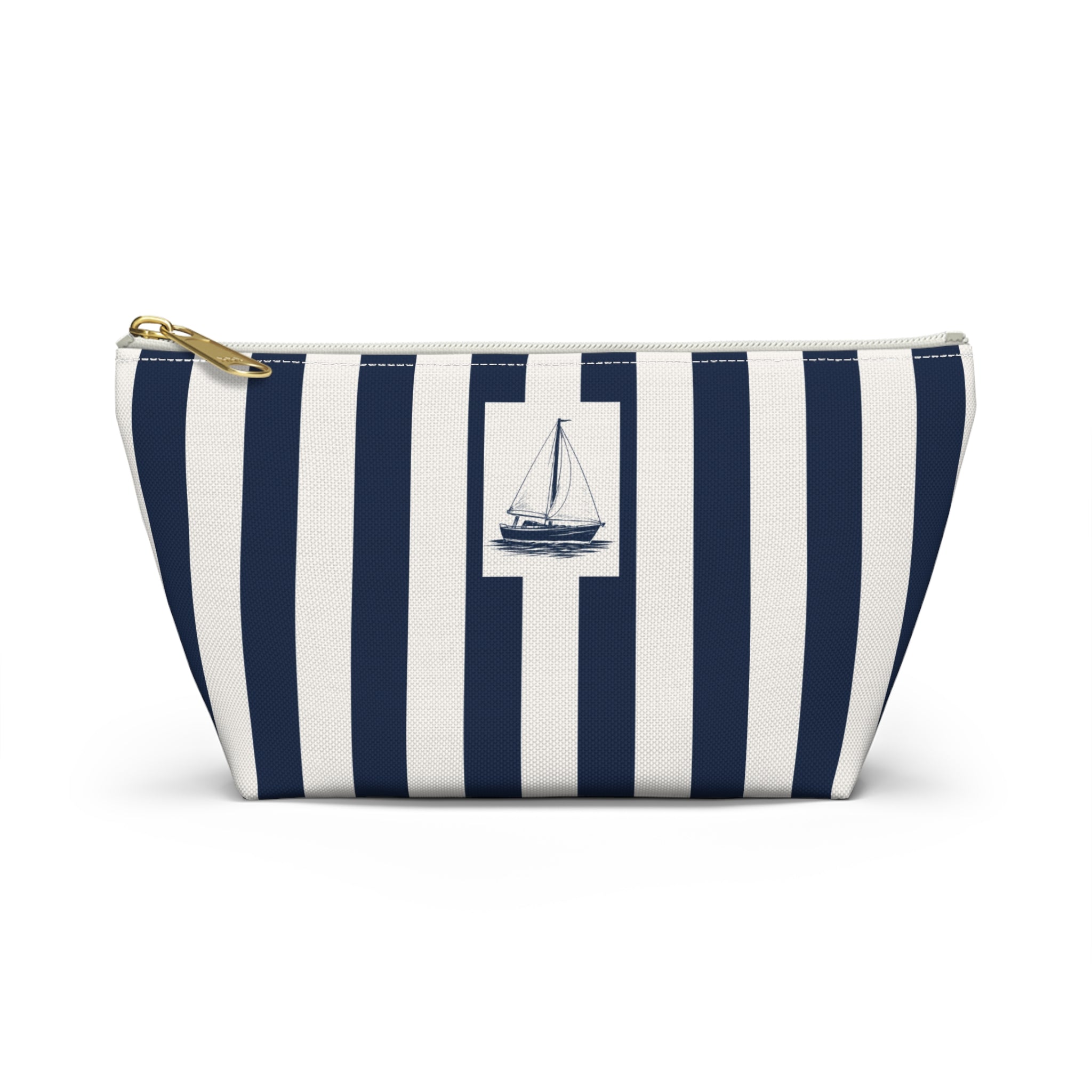 Capri Sailboat Stripe Accessory Pouch, Nautical Italian Travel Gift, Euro Summer Vacation Bag