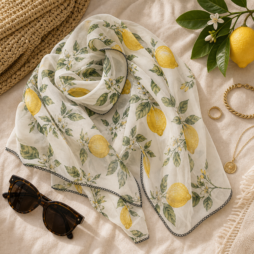 Positano Lemon Featherweight Washable Scarf