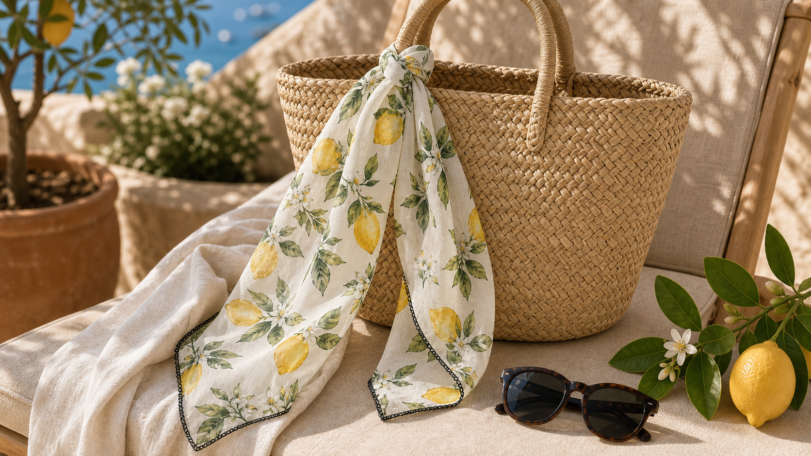 Positano Lemon Featherweight Washable Scarf
