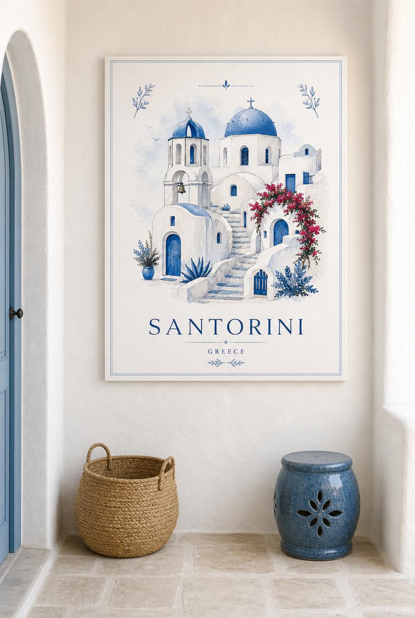 Santorini Travel Poster Print