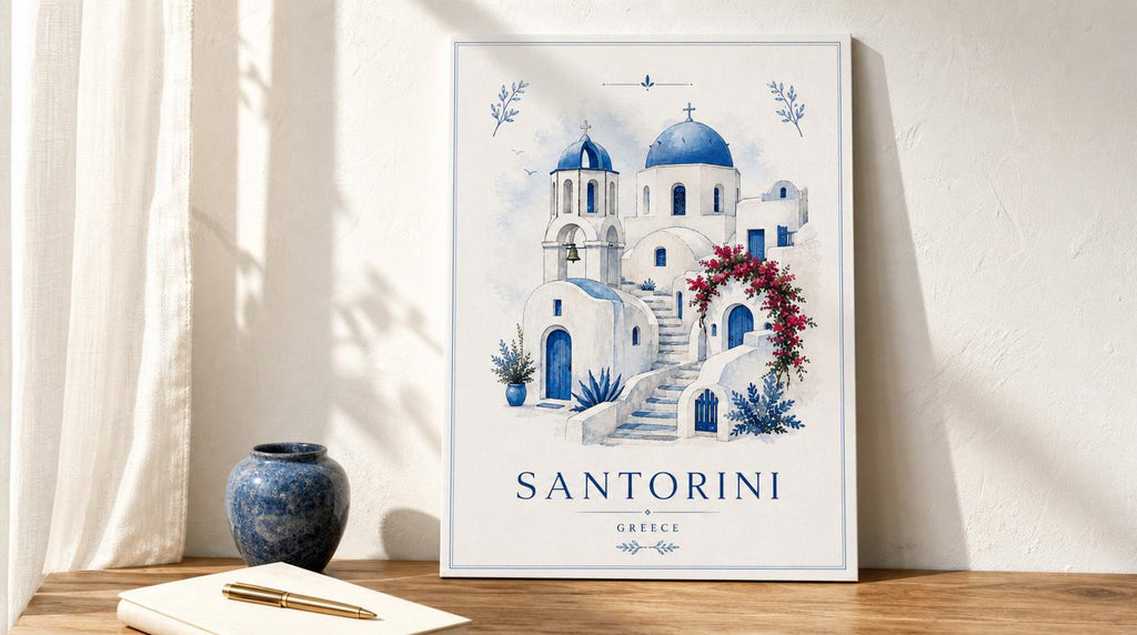 Santorini Travel Poster Print