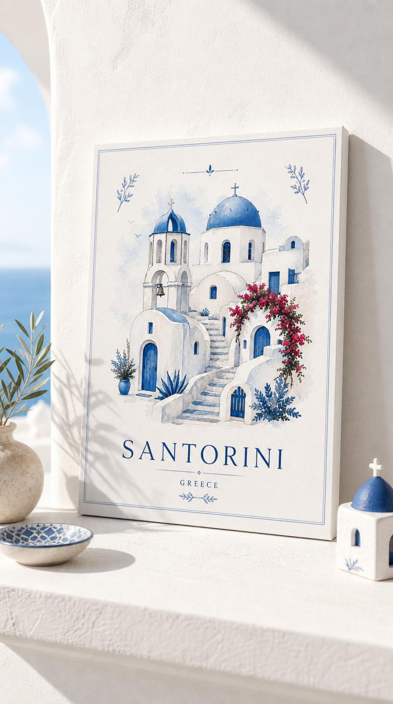 Santorini Travel Poster Print
