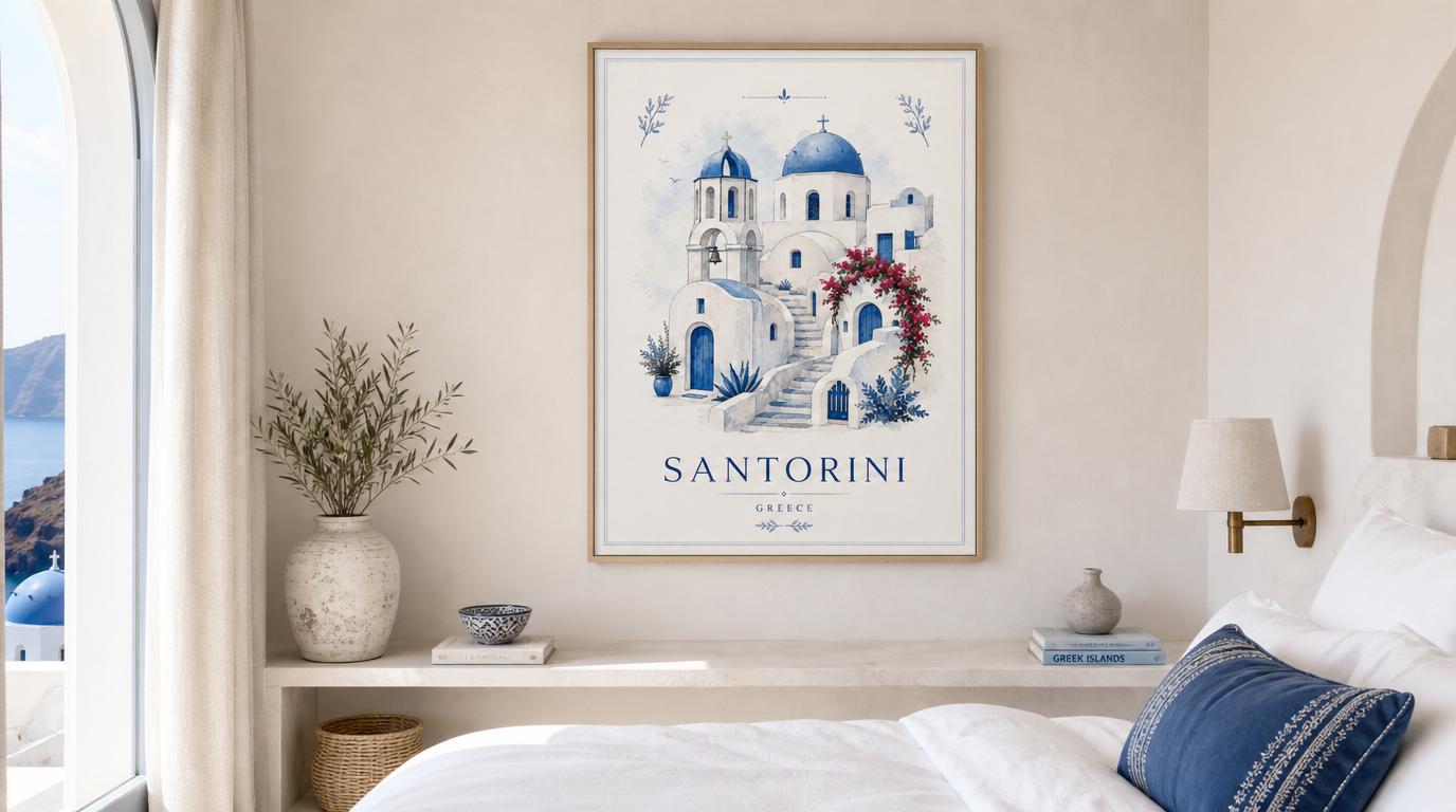 Santorini Travel Poster Print