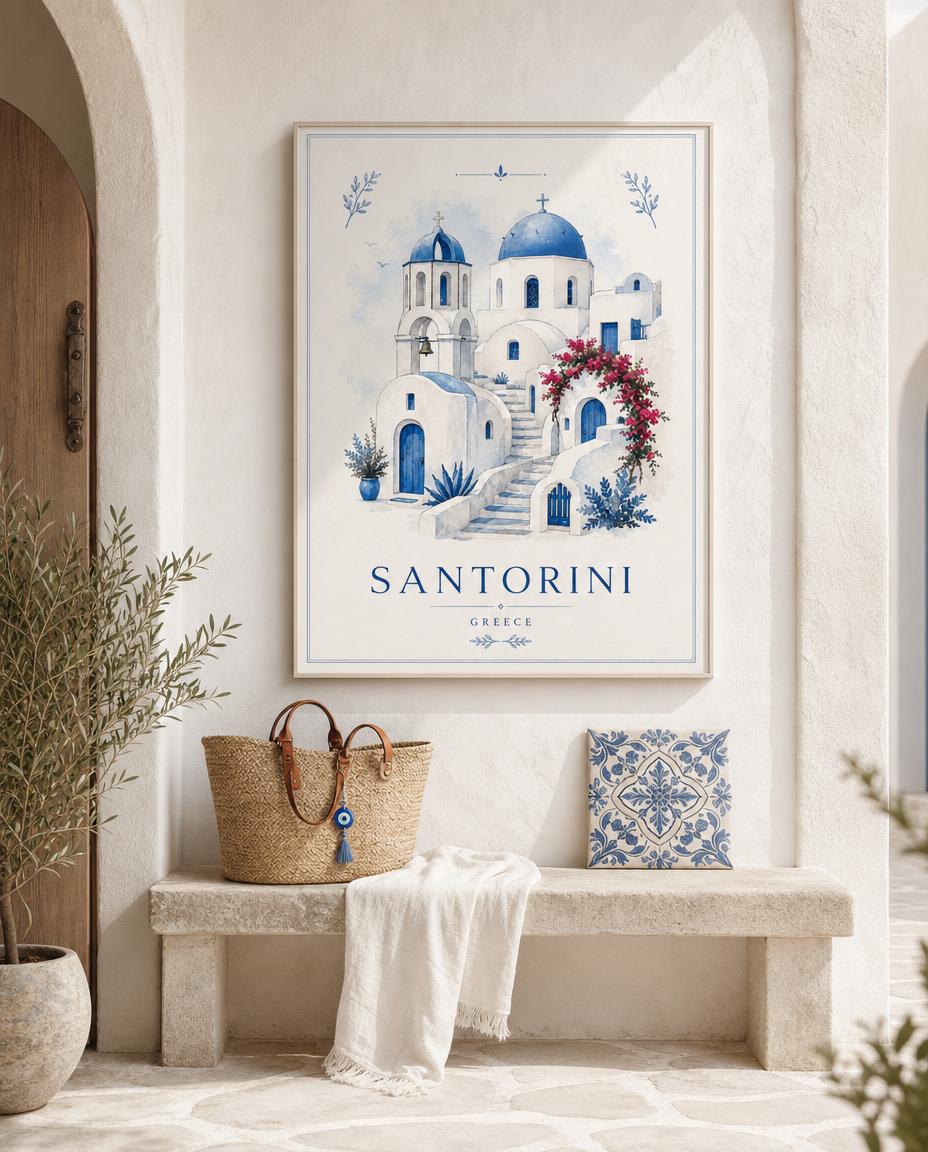Santorini Travel Poster Print